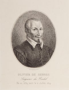 Portrait d'Olivier de Serres, Modern Lithograph by Jean-François Millet