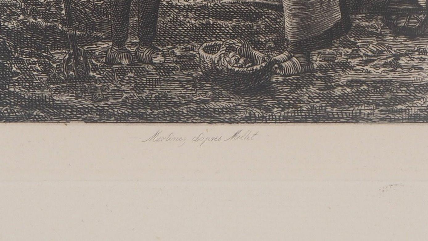 The Angelus - Original etching - Ed. Durand Ruel, 1873 - Print by Jean François Millet