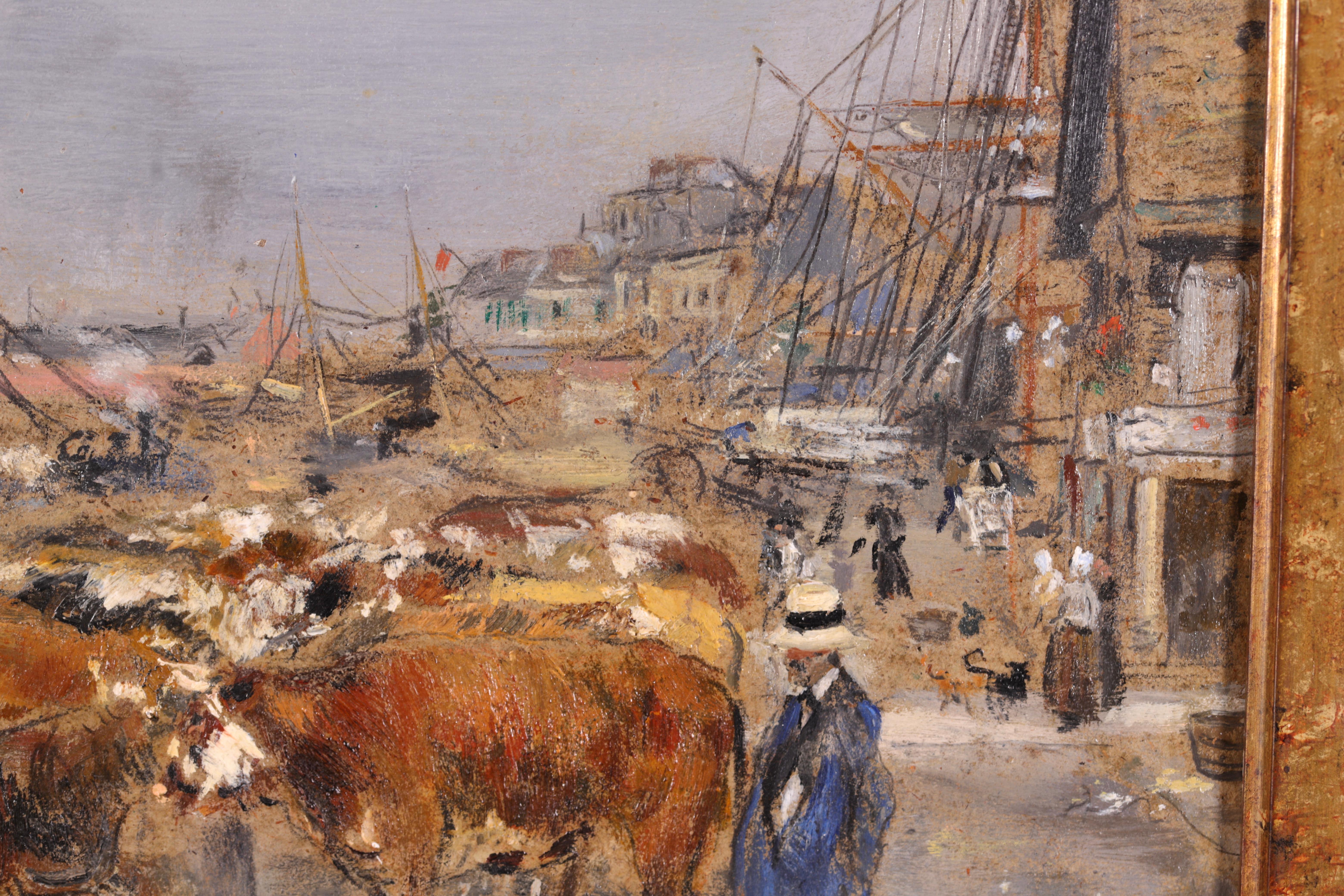  L'embarquement de boeufs - Impressionist Oil, Cattle by Jean Francois Raffaelli For Sale 3