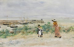 Mother & Children - Impressionist Figurative Oil by Jean-Francois Raffaelli