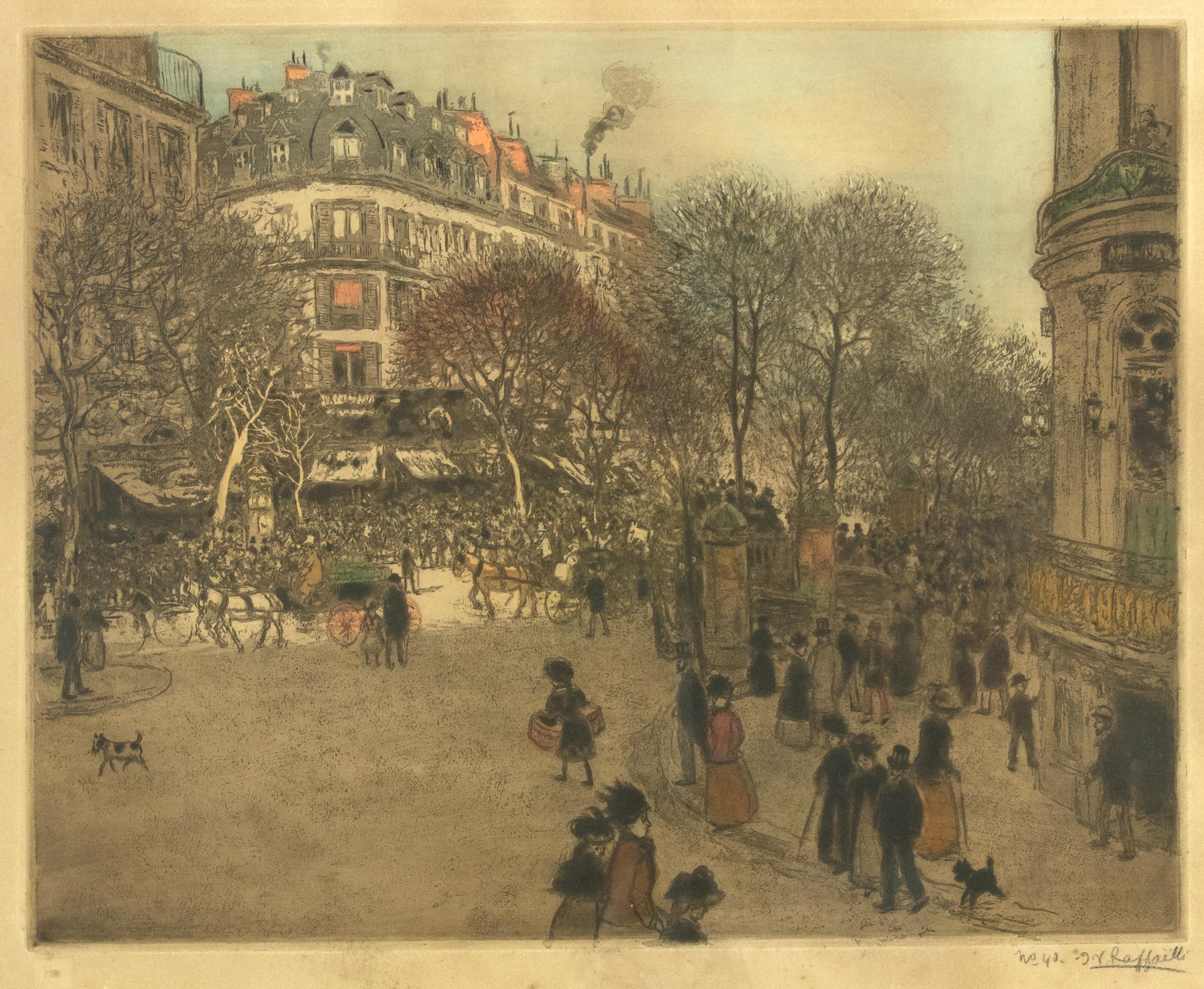 Jean-Francois Raffaelli - Boulevard Des Capucines Paris - Aquatint by J.-F.  Raffaelli - 1911 at 1stDibs