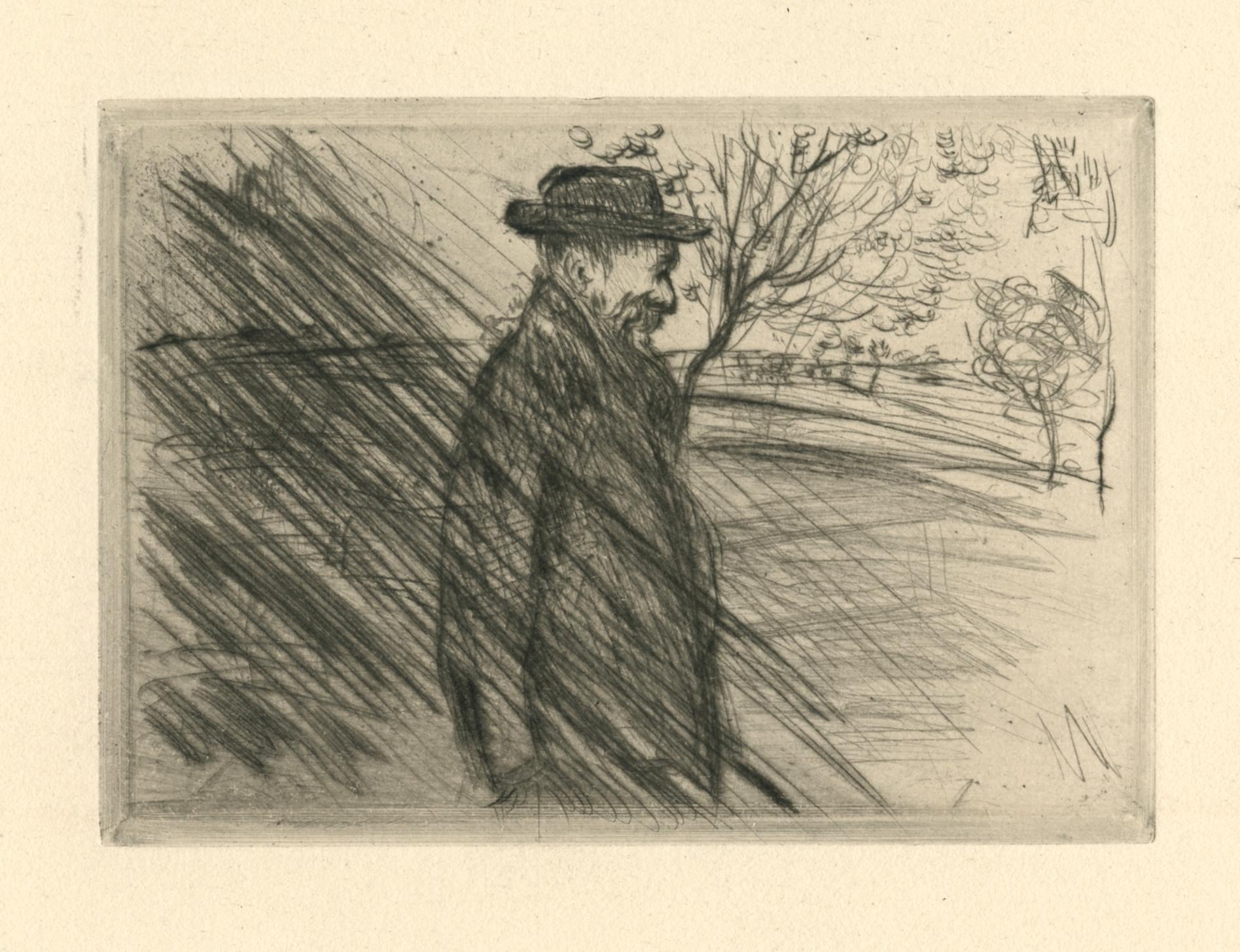 "Sous la pluie" acquaforte originale - Print di Jean-Francois Raffaelli