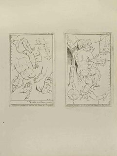 Studi di anatomia - Acquaforte di Jean François Poletnich - XVIII secolo