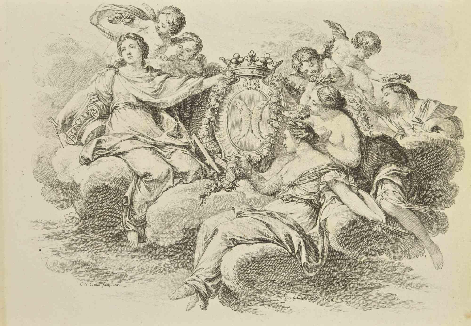 Gathering is an etching realized by Nicholas Cochin in 1755.

Signed on the plate.

Good conditions.

The artwork is depicted through confident strokes.