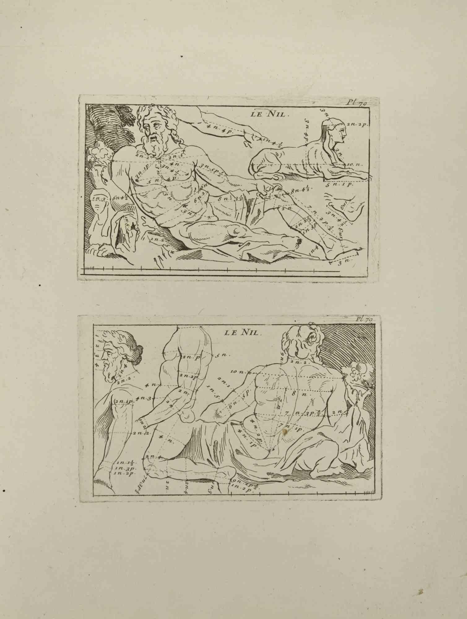 Le Nil ist eine Radierung von Jean Francois Poletnich aus dem 18. Jahrhundert.

Guter Zustand mit Stockflecken.

Das Kunstwerk wird mit sicheren Strichen dargestellt.

Die Radierung wurde für die Anatomie-Studie "JOMBERT, Charles-Antoine (1712-1784)
