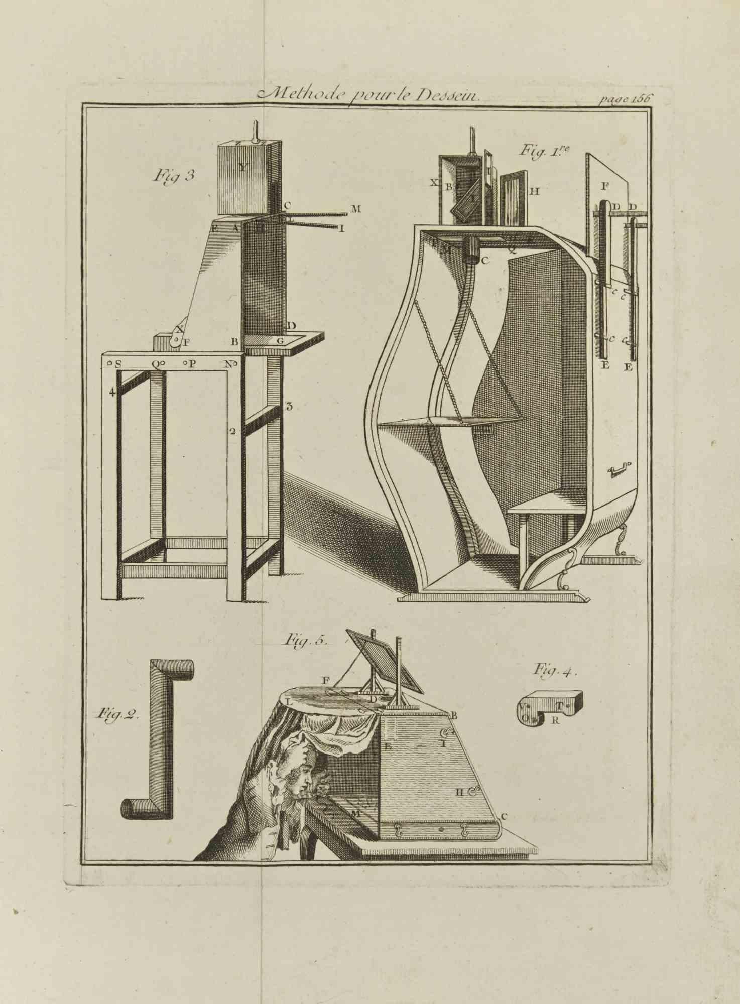 Methode Pour Le Dessein est une gravure réalisée par Jean Francois Poletnich en 1755.

Bon état avec des rousseurs.

L'œuvre d'art est représentée par des traits assurés.

La gravure a été réalisée pour l'étude d'anatomie "JOMBERT, Charles-Antoine