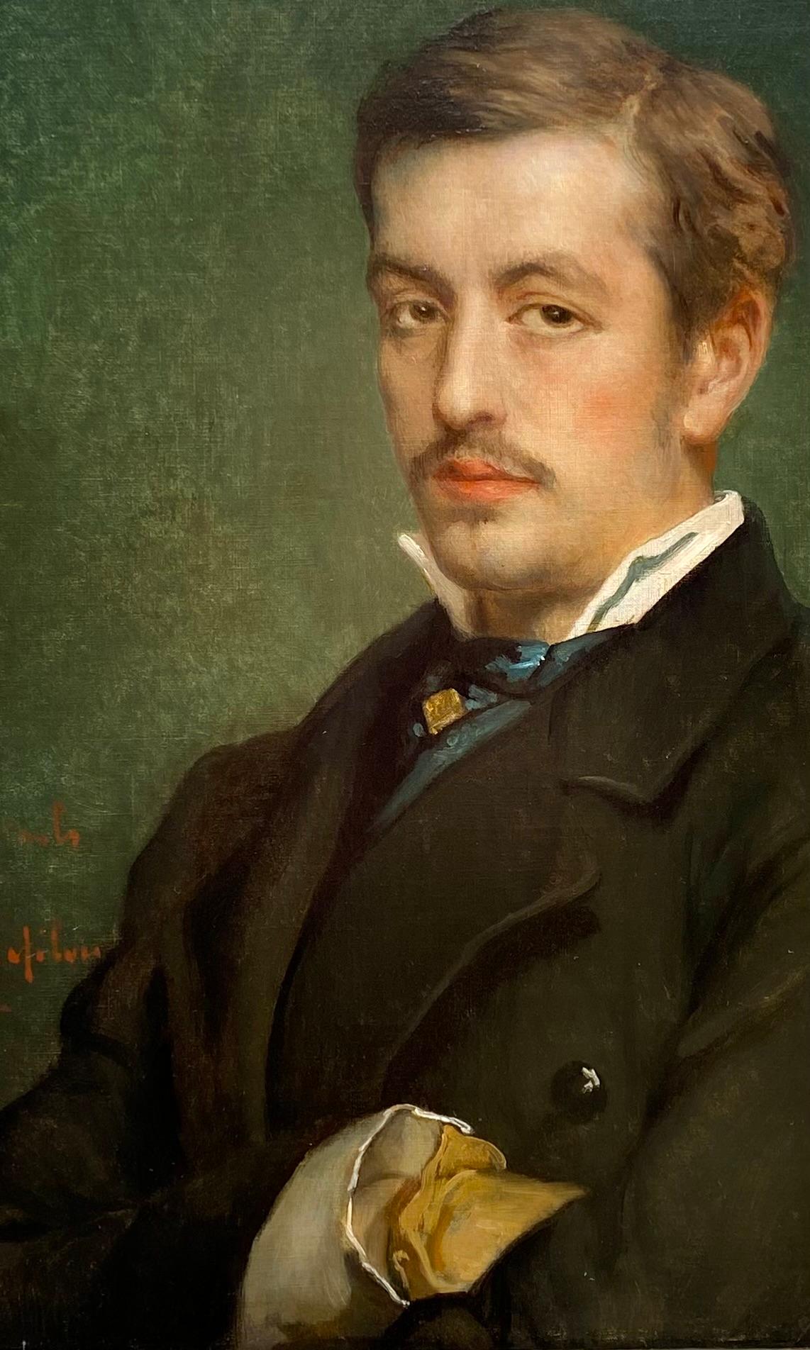 'Portrait of a Man in a Black Coat' by Jean-François Portaels (1818 – 1895) For Sale 1