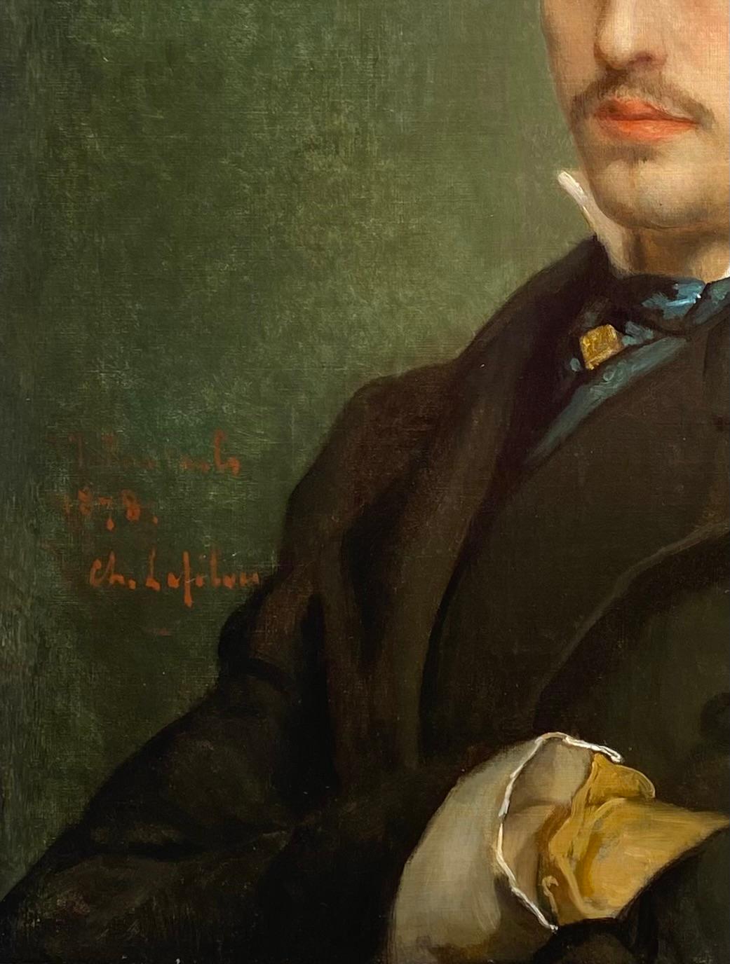 'Portrait of a Man in a Black Coat' by Jean-François Portaels (1818 – 1895) For Sale 3