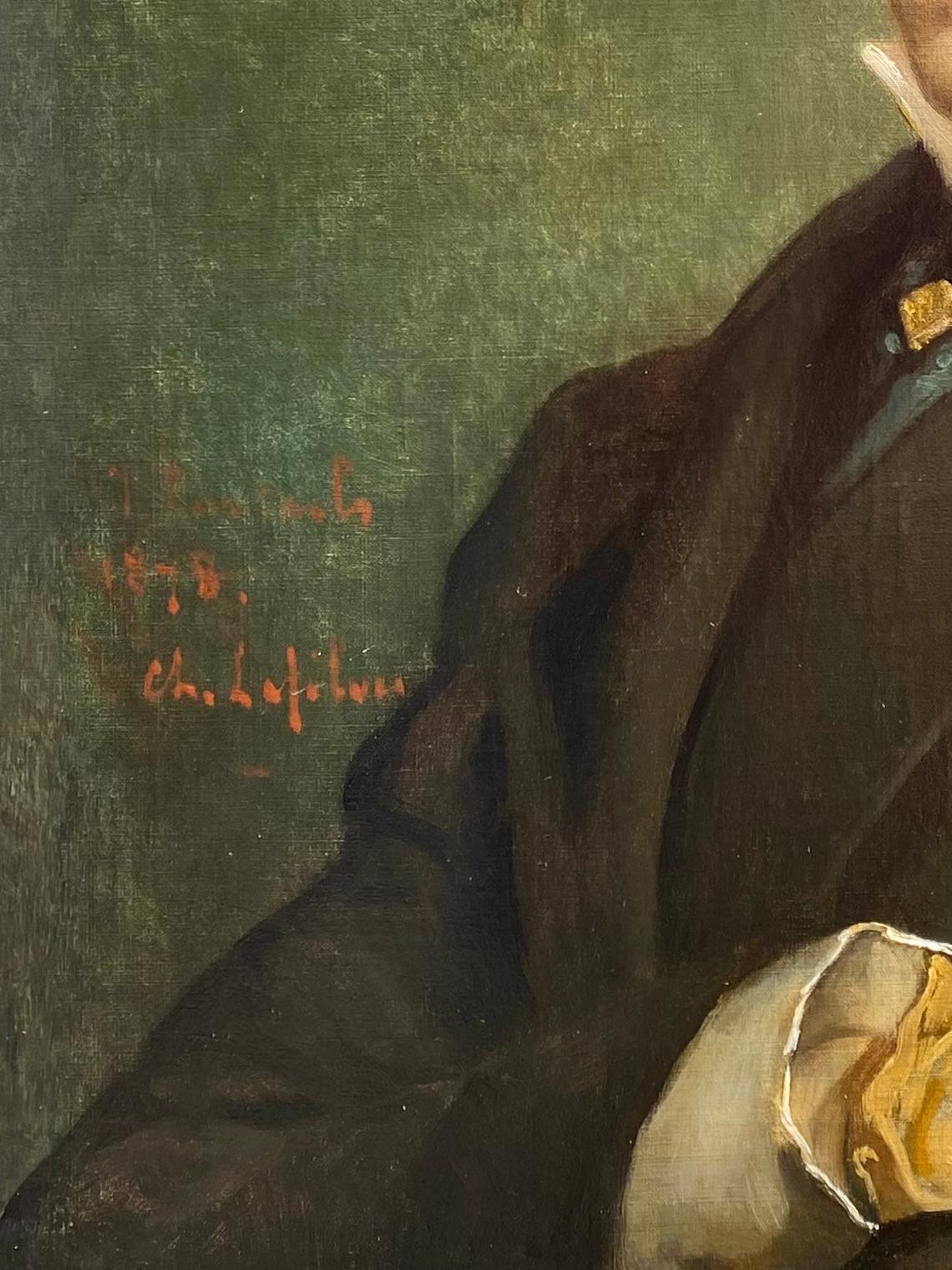 'Portrait of a Man in a Black Coat' by Jean-François Portaels (1818 – 1895) For Sale 5
