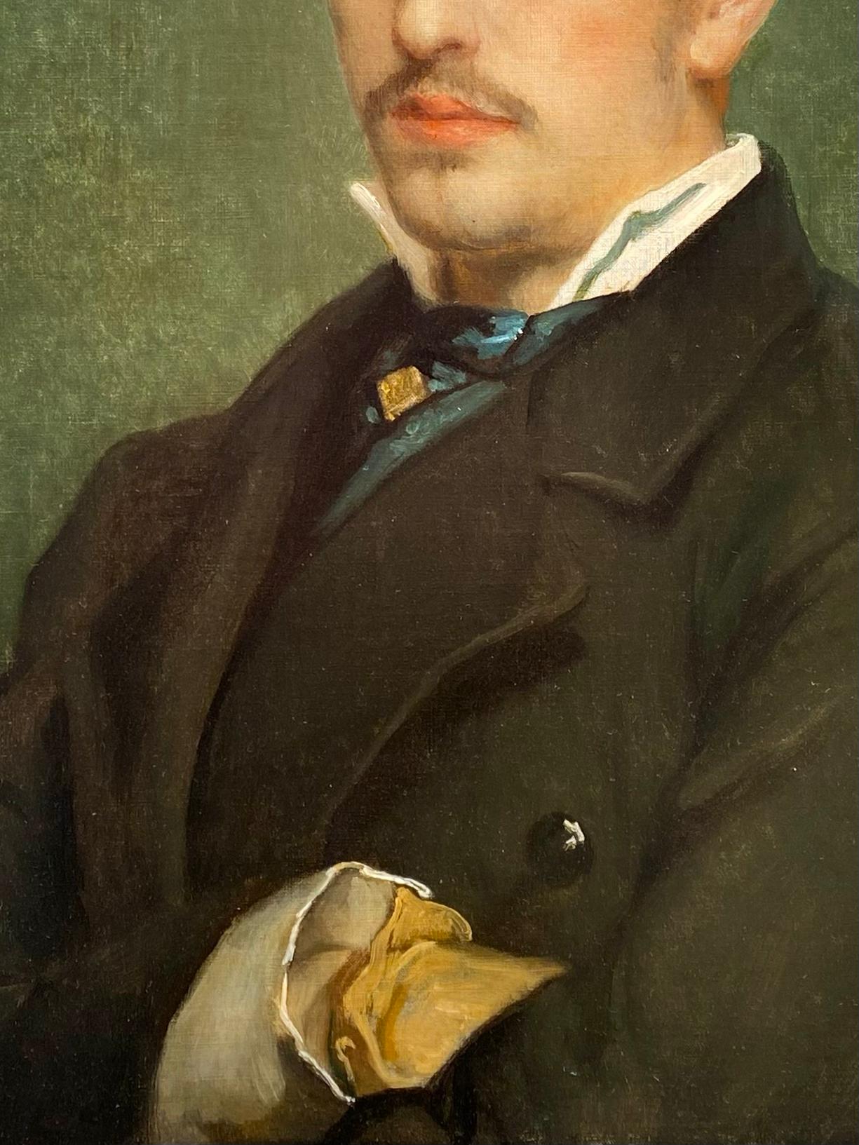 'Portrait of a Man in a Black Coat' by Jean-François Portaels (1818 – 1895) For Sale 6