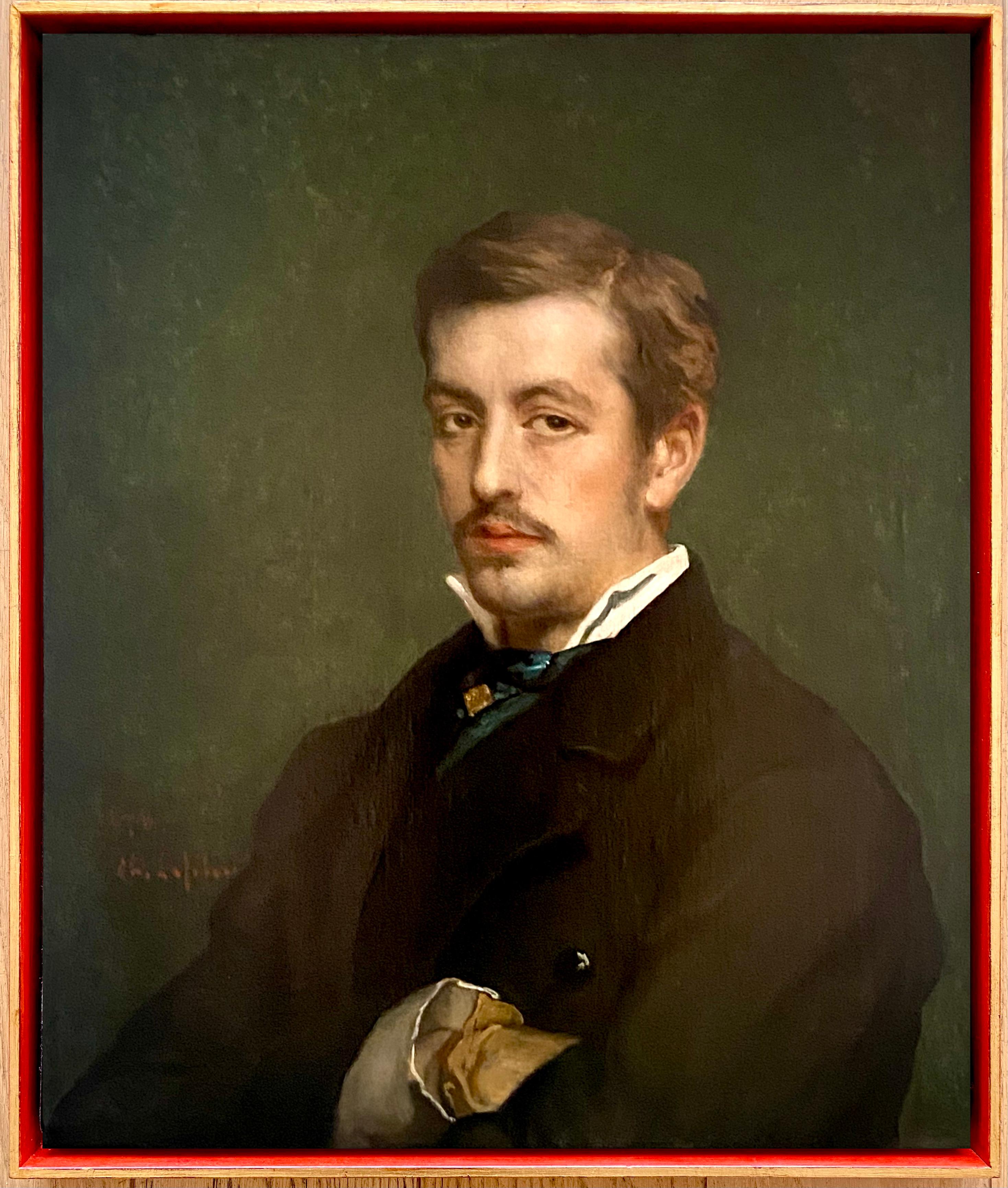 Jean-François Portaels
1818 – Brussels – 1895
Belgian Painter

'Portrait of a Man in a Black Coat'

A refined 19th-century portrait by Jean-François Portaels, depicting the sitter Ch. Lefebvre with poise and psychological depth. Characterized by its