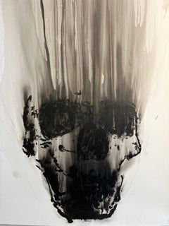 Large painting by human evolution, homo sapiens, black ink