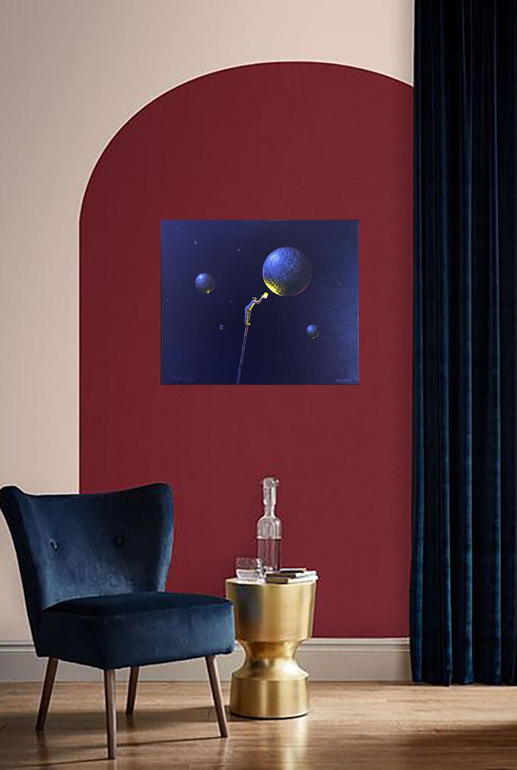 L'allumeur d'étoiles, 54x65cm, Acrílico sobre lienzo - Painting Conceptual de Jean-François SEGURA 