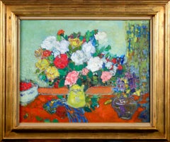 Bouquet de Roses - Post Impressionist Oil, Still Life Flowers by Jean Fusaro