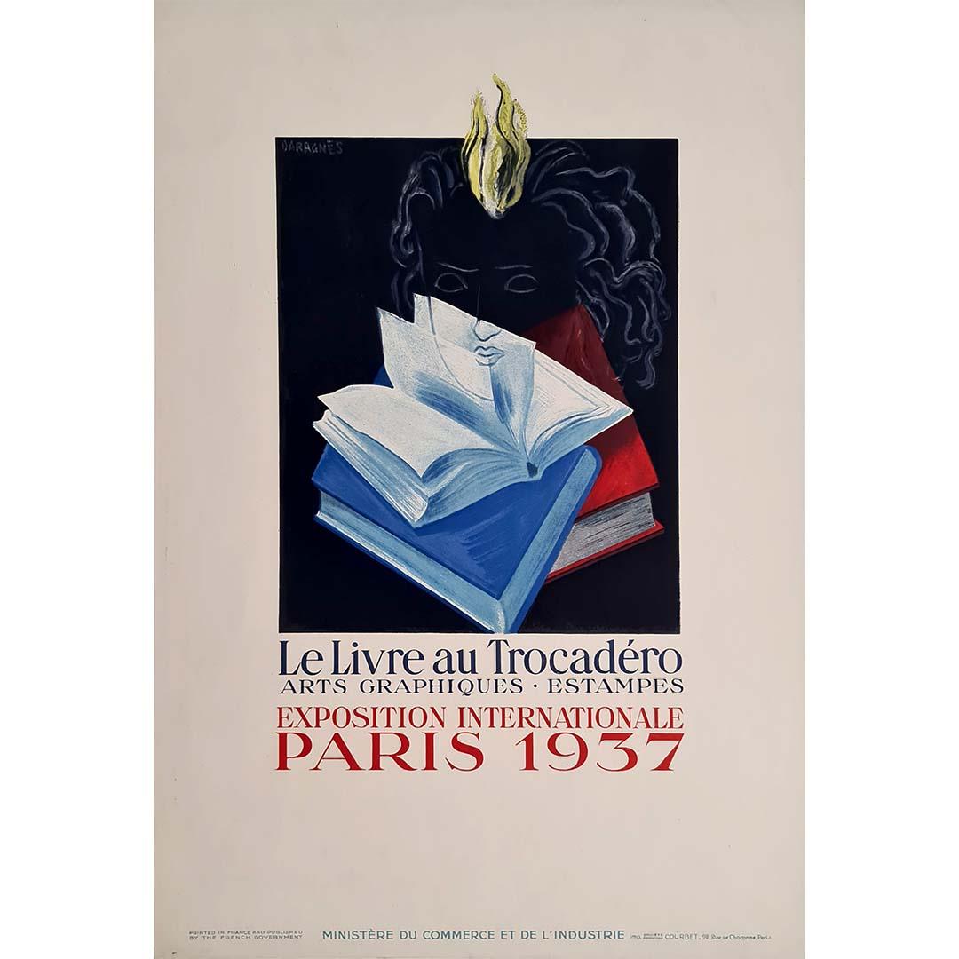 1937 Original-Ausstellungsplakat von Daragnès für "Le Livre au Trocadéro". – Print von Jean Gabriel Daragnès 