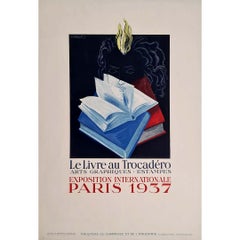 Cartel de exposición original de 1937 de Daragnès para "Le Livre au Trocadéro" (El Libro en el Trocadero)