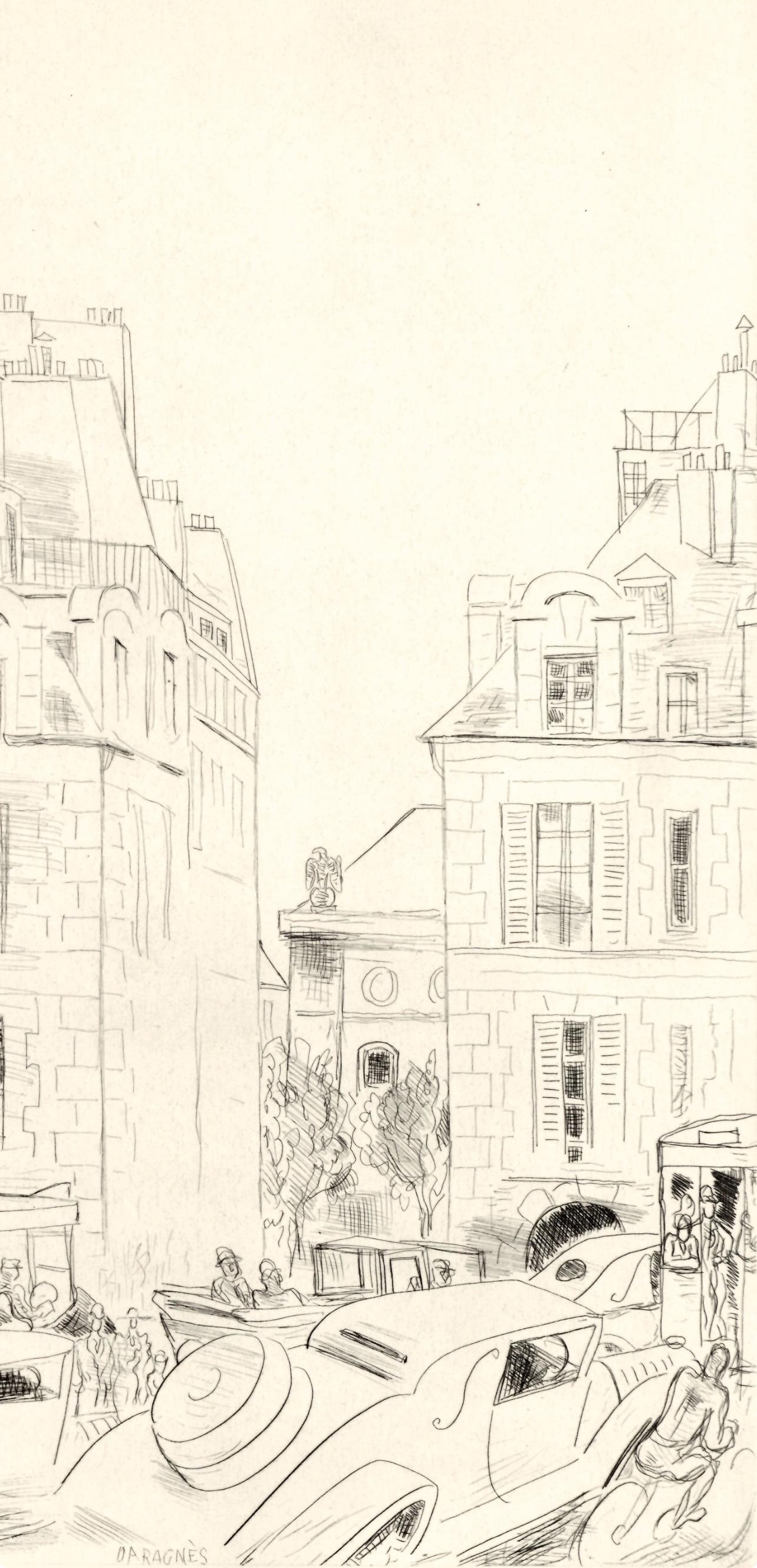 Radierung auf Vélin Canson et Montgolfier Papier. Unsigniert und nicht nummeriert, wie ausgegeben. Guter Zustand. Herausgegeben von L'Imprimerie Daragnès, Paris; gedruckt von Jean Gabriel Daragnès, Paris, 14. Juli 1937. Anmerkungen: Aus dem Folio, A