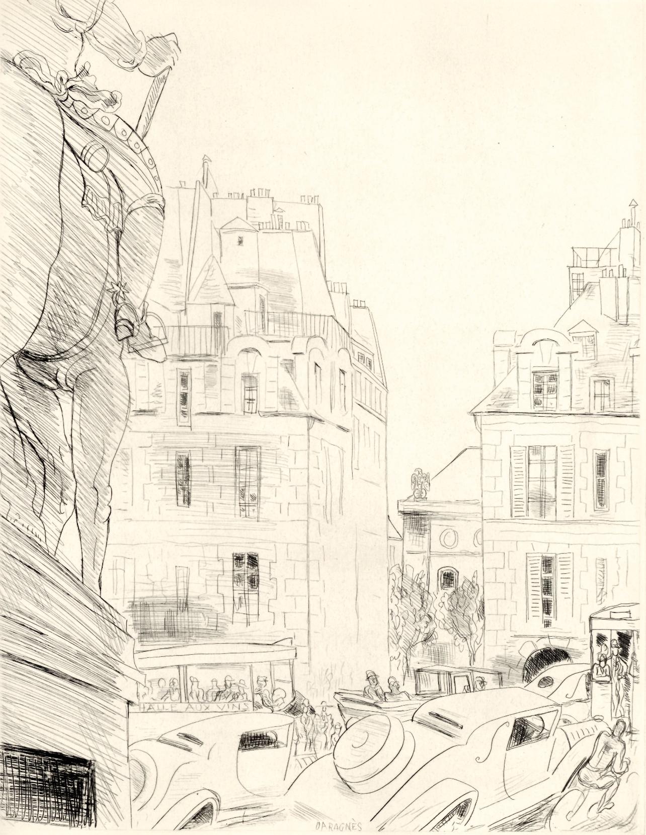 Jean Gabriel Daragnès  Landscape Print – Présence de Paris, A La gloire à Paris, Jean Gabriel Daragnès
