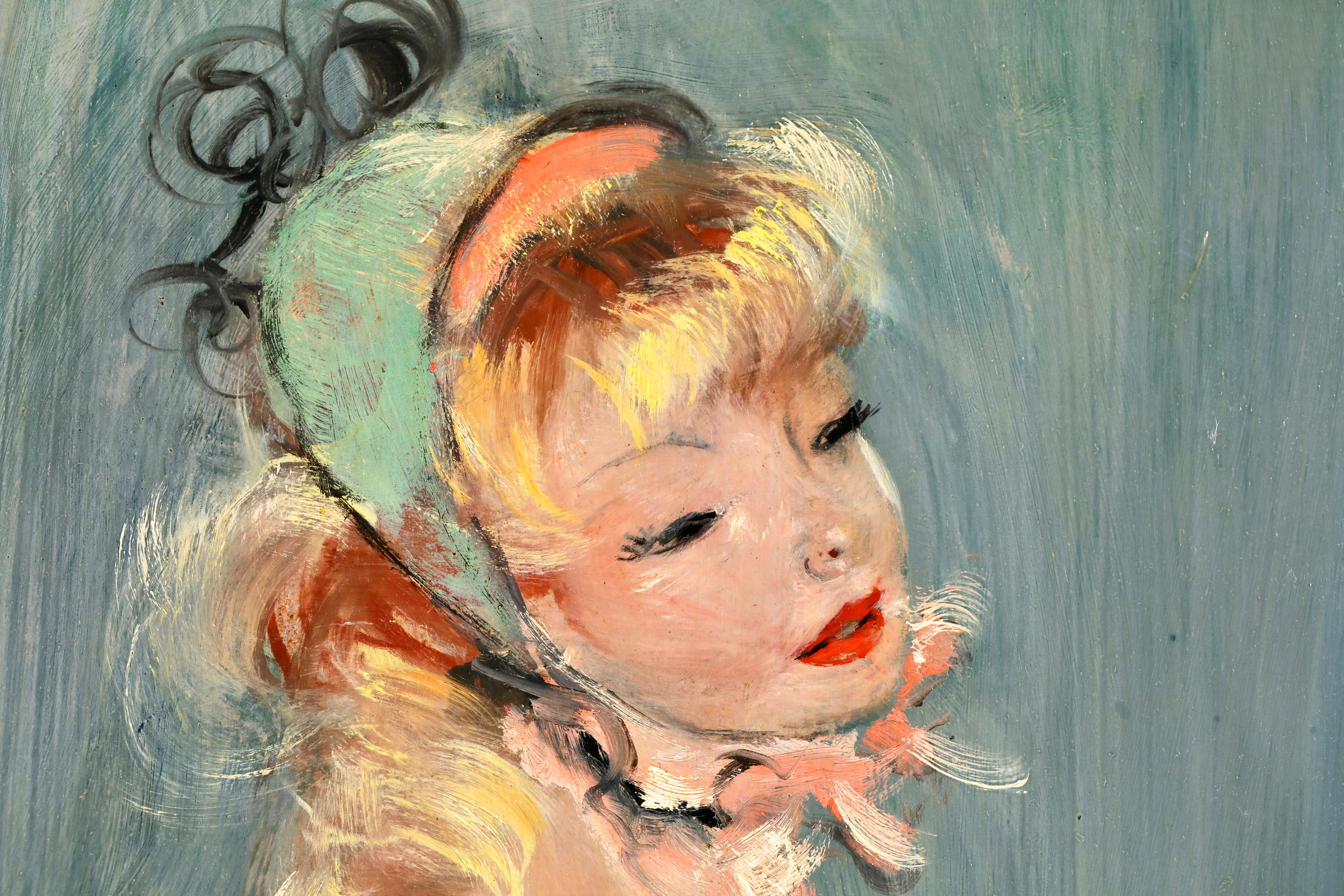 Audrey - Portrait post-impressionniste, peinture à l'huile de Jean-Gabriel Domergue en vente 7