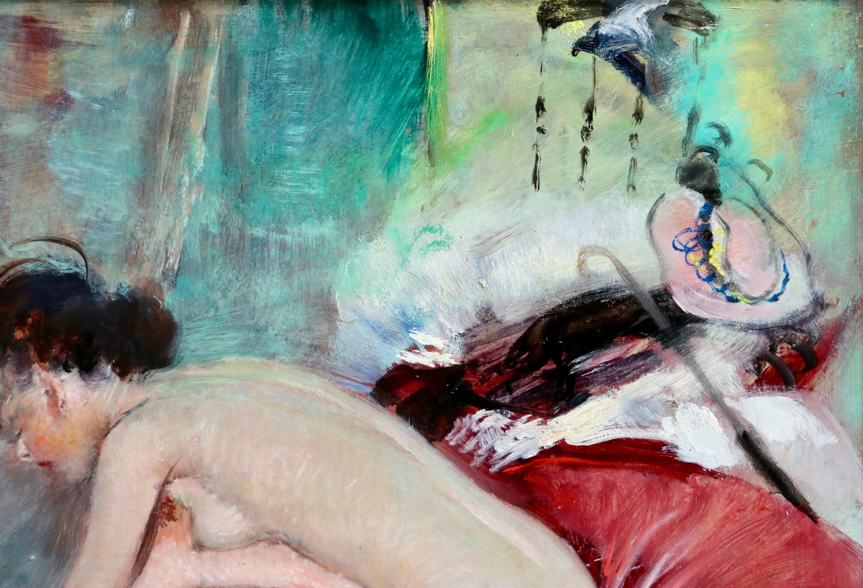 Dressing - Öl des 20. Jahrhunderts:: Akt im Boudoir-Interieur von Jean-Gabriel Domergue 2