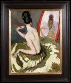 Antique Elegant dans le miroir - Post Impressionist Nude Oil by Jean-Gabriel Domergue