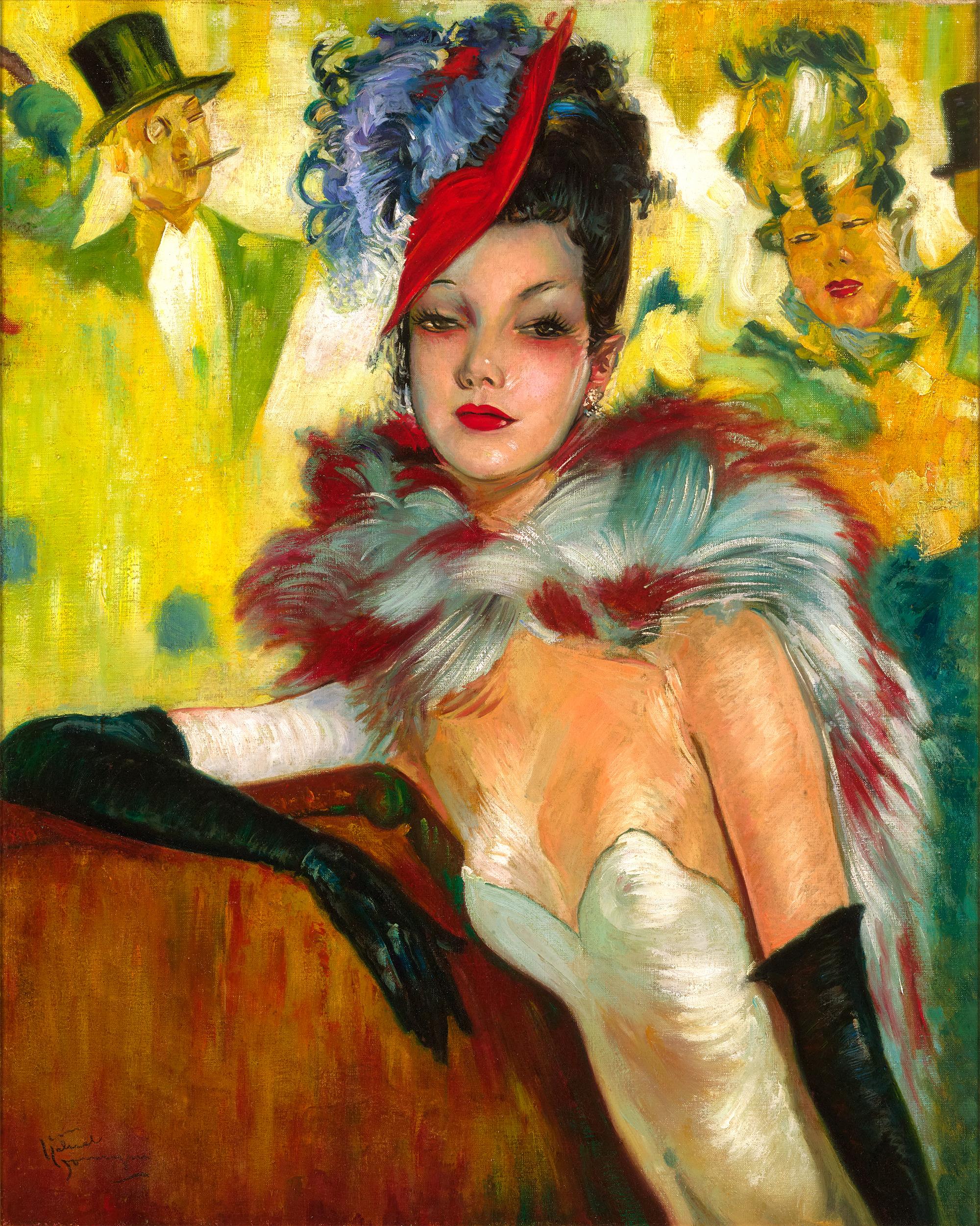 Jean-Gabriel Domergue
1889-1962  French

Elegant Lady with Feather Boa

Signed "Jean Gabriel Domergue" (lower left)
Oil on canvas

A radiant masterwork by French artist Jean-Gabriel Domergue, this painting captures a seductive beauty immersed in the