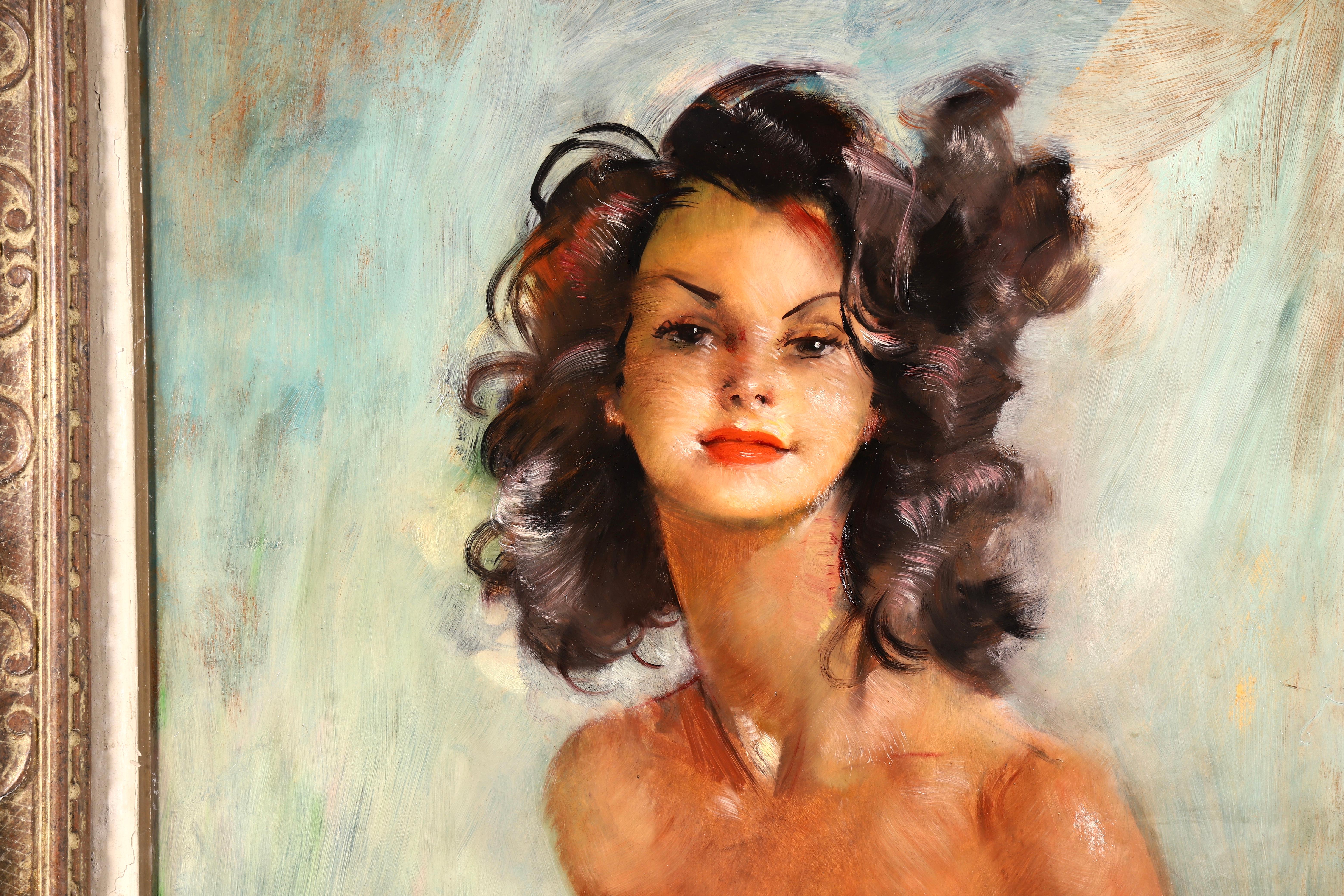 Fabienne - Post Impressionist Oil, Portrait of a Nude by Jean-Gabriel Domergue 3