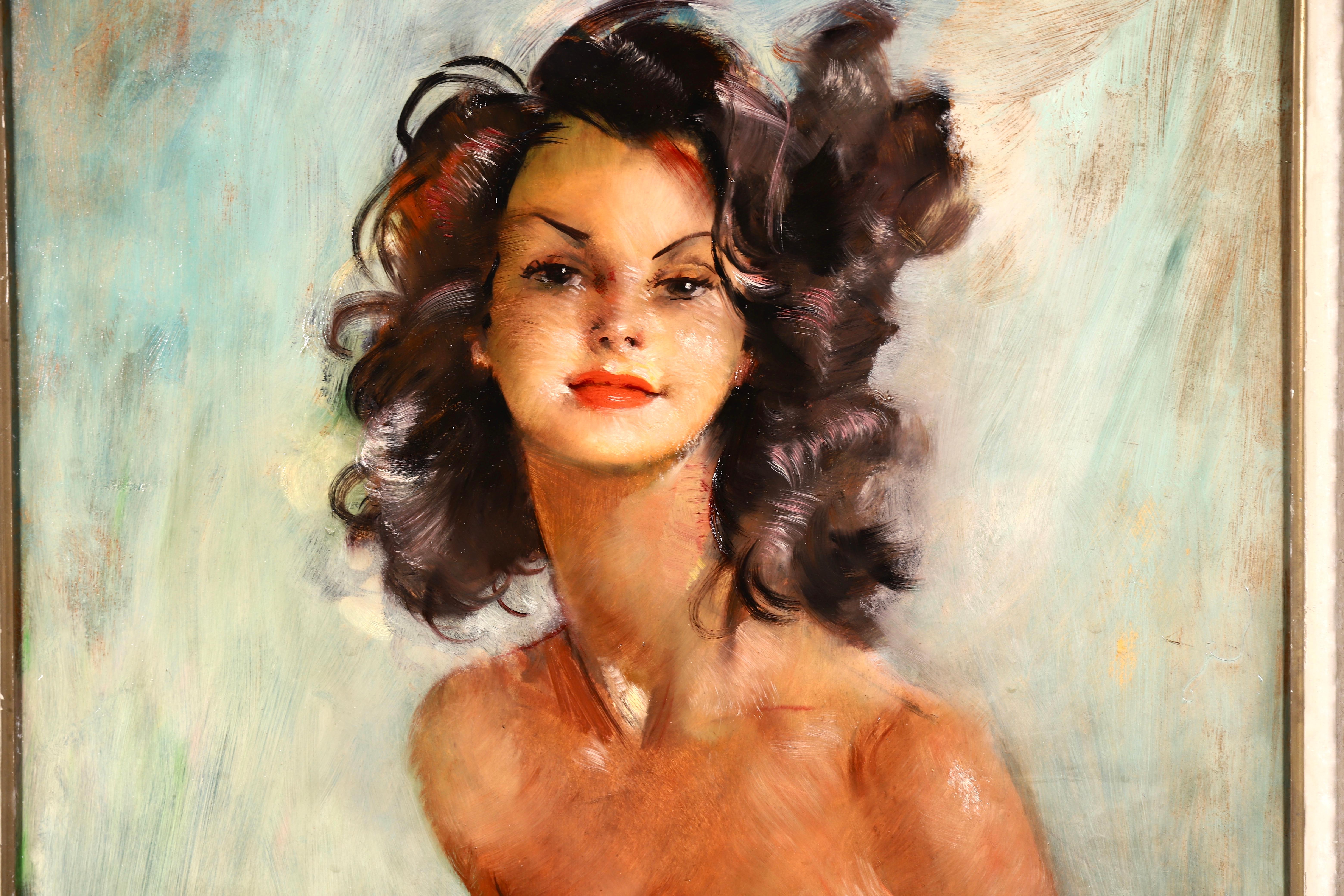 Fabienne - Post Impressionist Oil, Portrait of a Nude by Jean-Gabriel Domergue 4