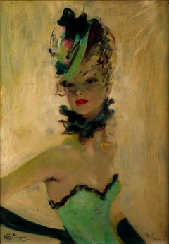 "Harmonie verte", 20th Century oil on canvas by Jean-Gabriel Domergue