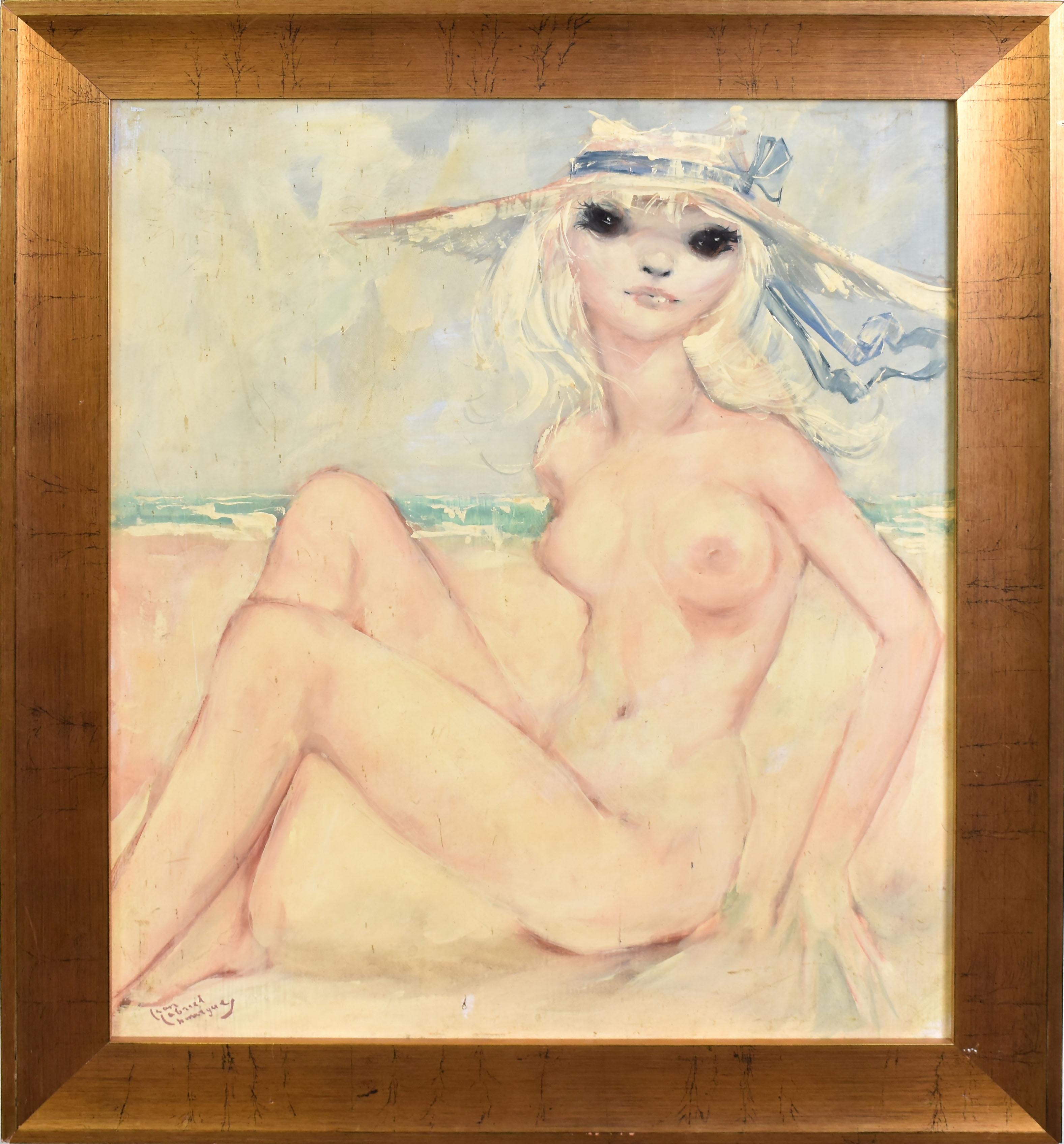 Jean-Gabriel Domergue Nude Painting – Jean Gabriel Domergue French Impressionist Nude Portrait Beach Oil Painting