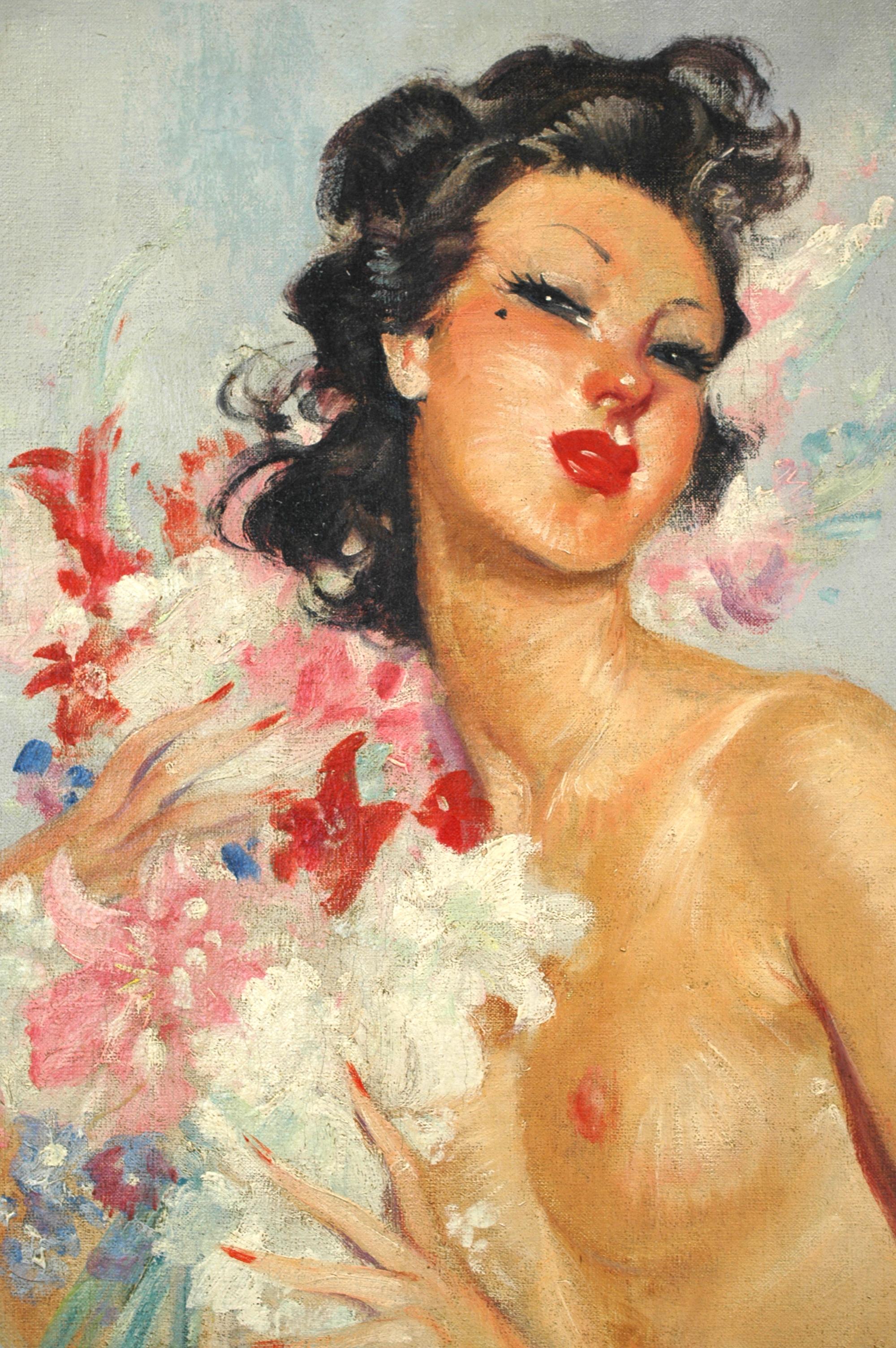 Jeune Femme Au Bouquet - Painting by Jean-Gabriel Domergue