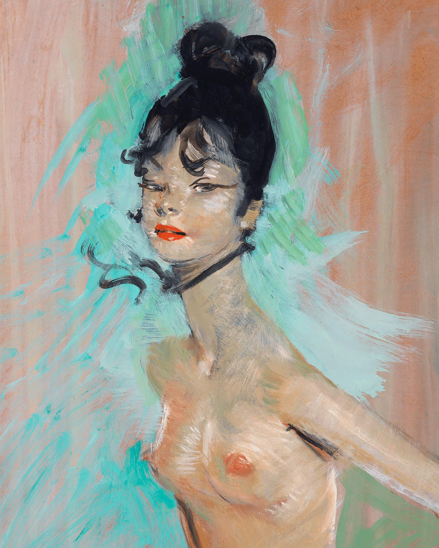 Nude - Modern Painting by Jean-Gabriel Domergue