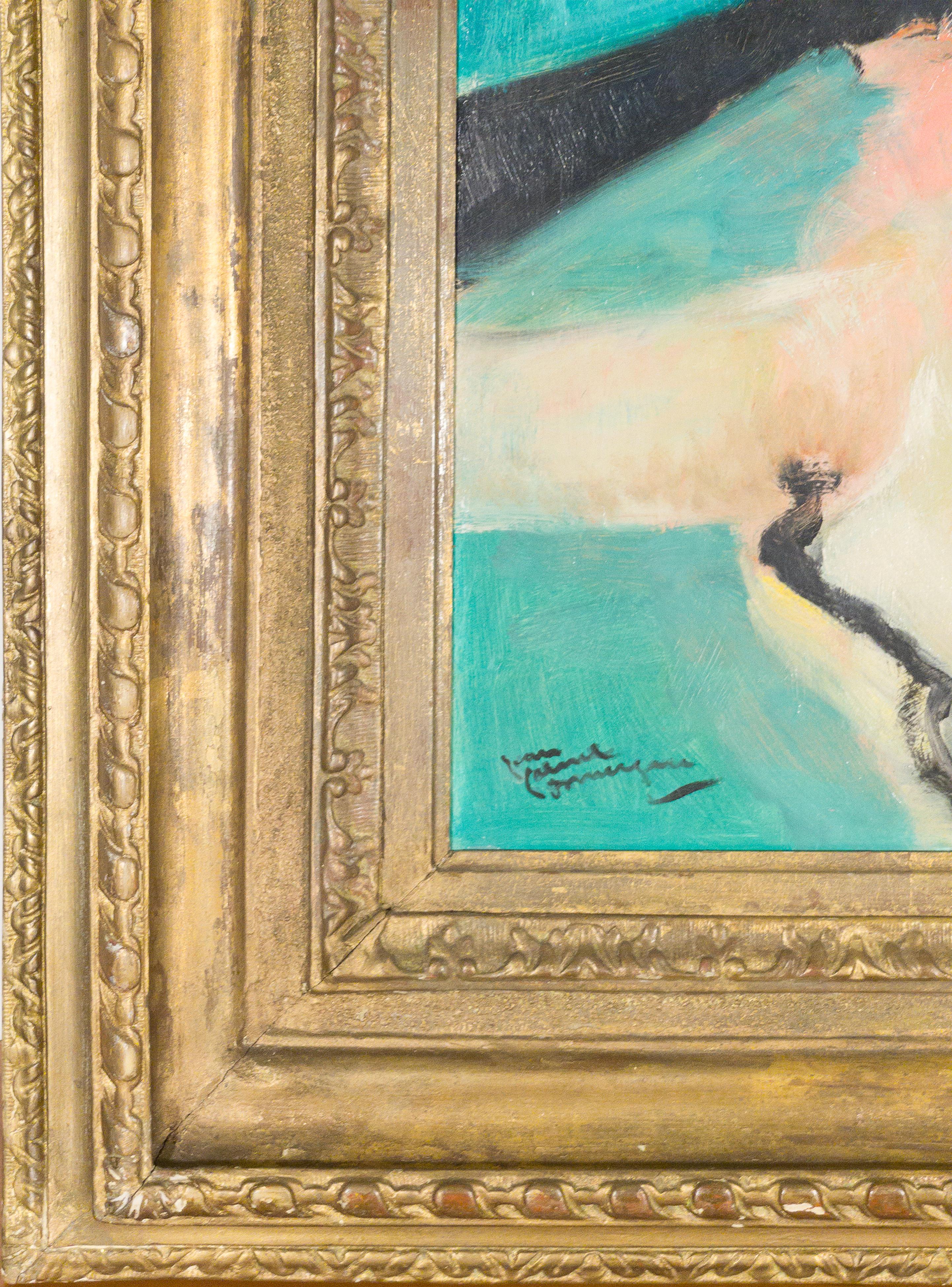 Portrait of a Lady - Post-Impressionist Painting by Jean-Gabriel Domergue