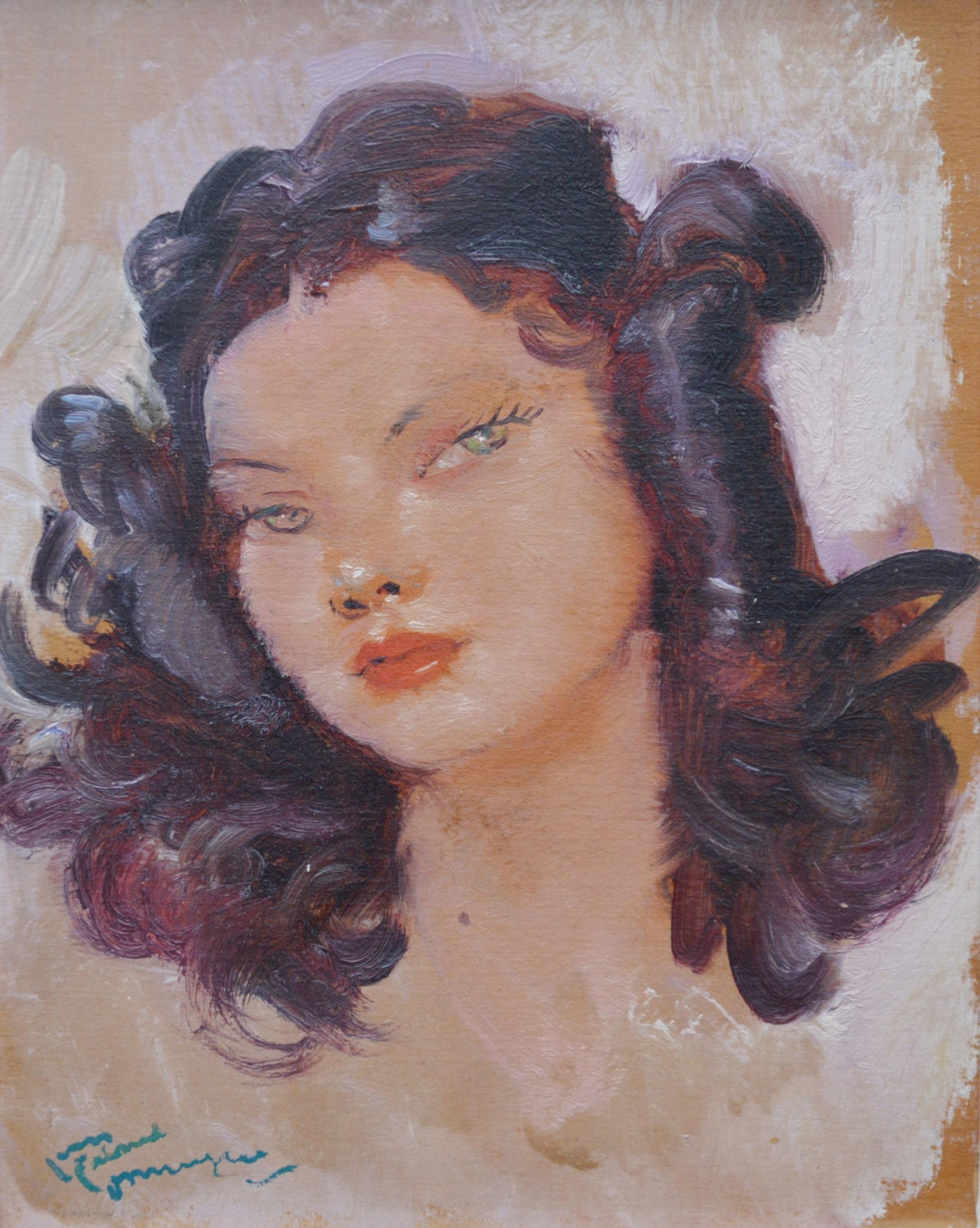 Portrait of Nadine Tallier - Portrait of French Actress & Baroness de Rothschild - Painting by Jean-Gabriel Domergue