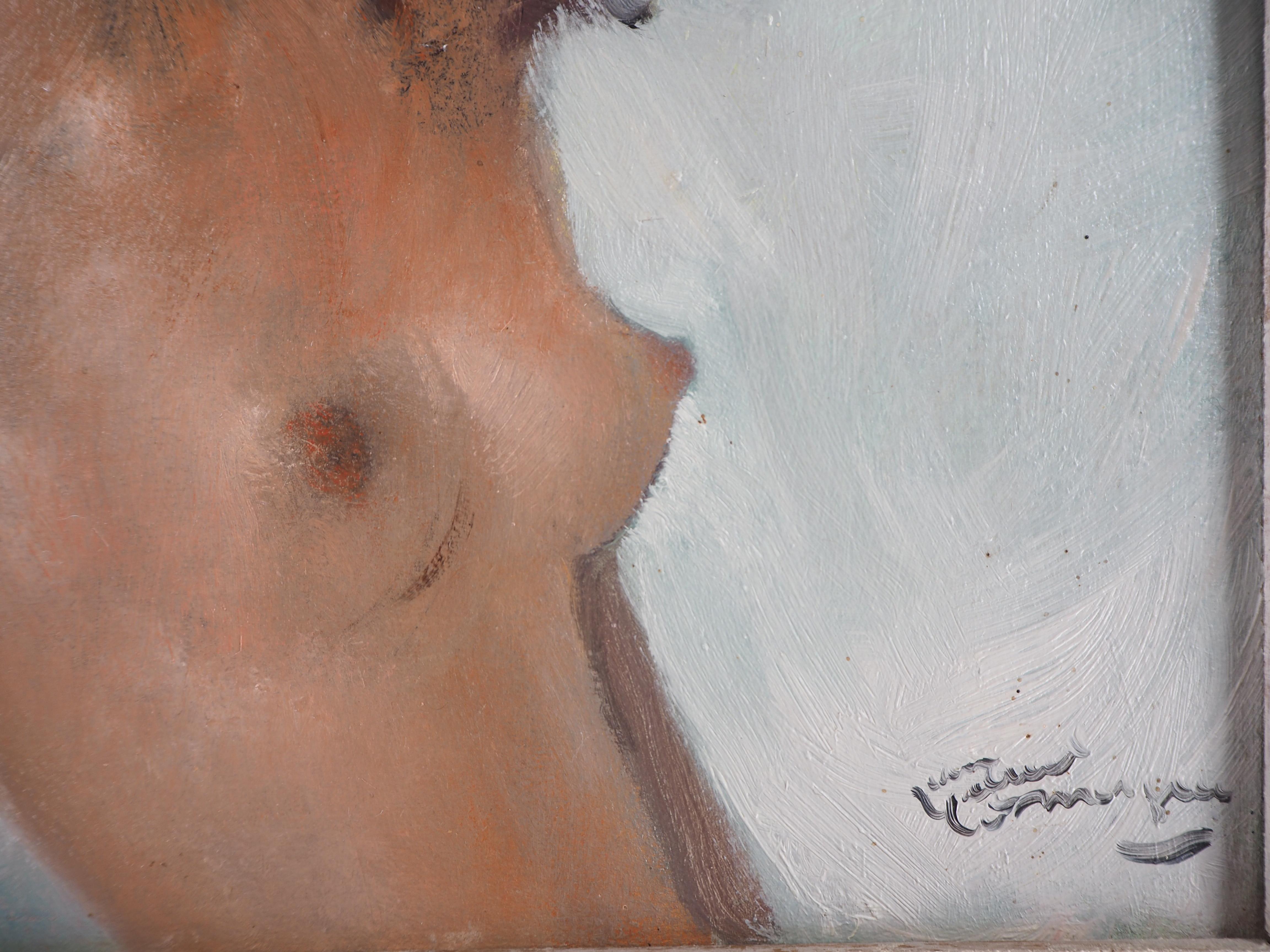 Proud Dark Hair Woman (Fabienne) - Original handsigned oil painting - Painting by Jean-Gabriel Domergue