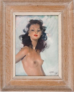 Proud Dark Hair Woman (Fabienne) - Original handsigned oil painting