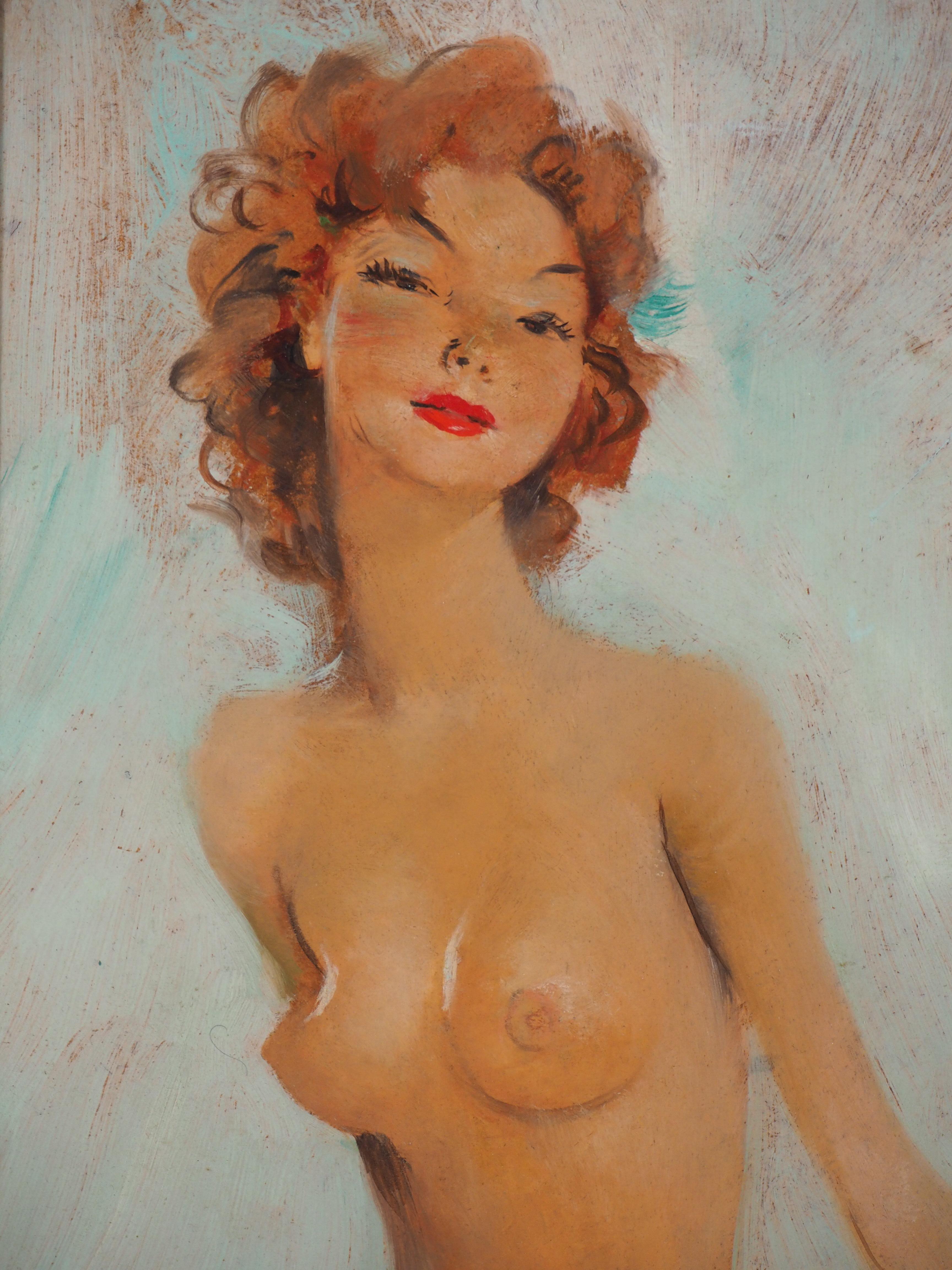 Jean-Gabriel DOMERGUE
Smilling model, c. 1950

Original oil painting
Handsigned bottom right
On panel 33 x 24 cm (c. 13 x 10 in)
With frame 48 x 39 cm (c. 19 x 15 in)

Excellent condition, very light uses to the frame