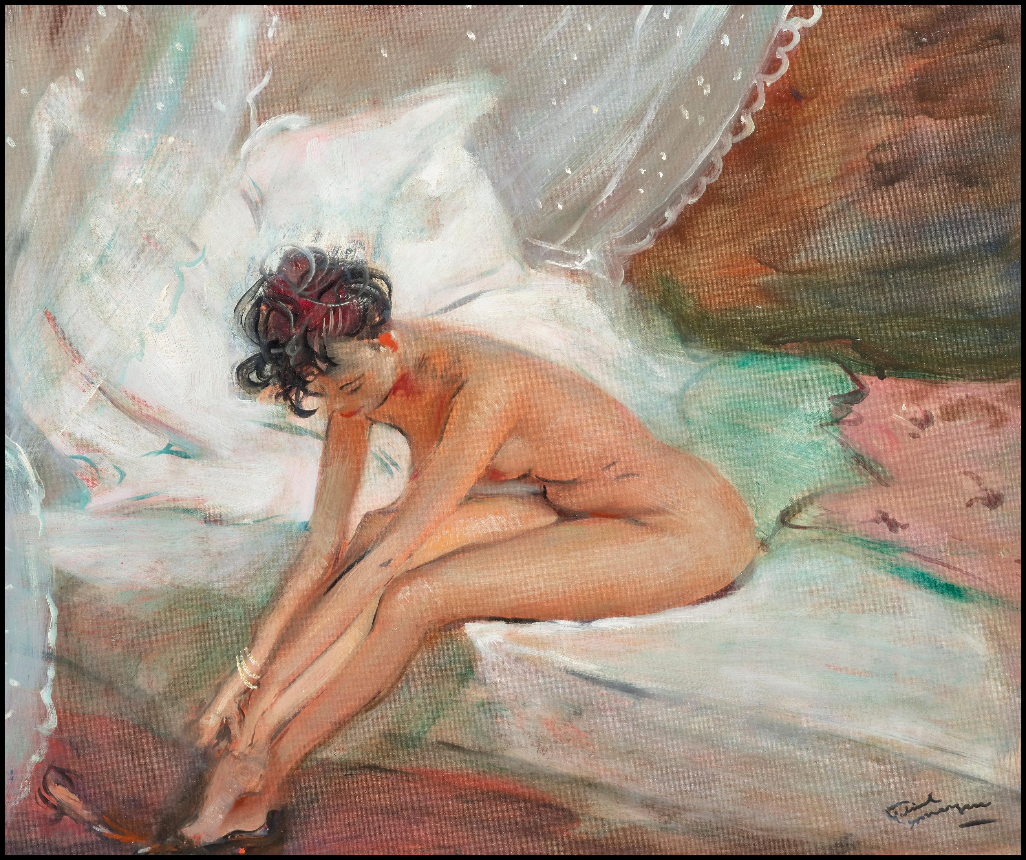 Jean-Gabriel Domergue Nude Painting - The Stockings