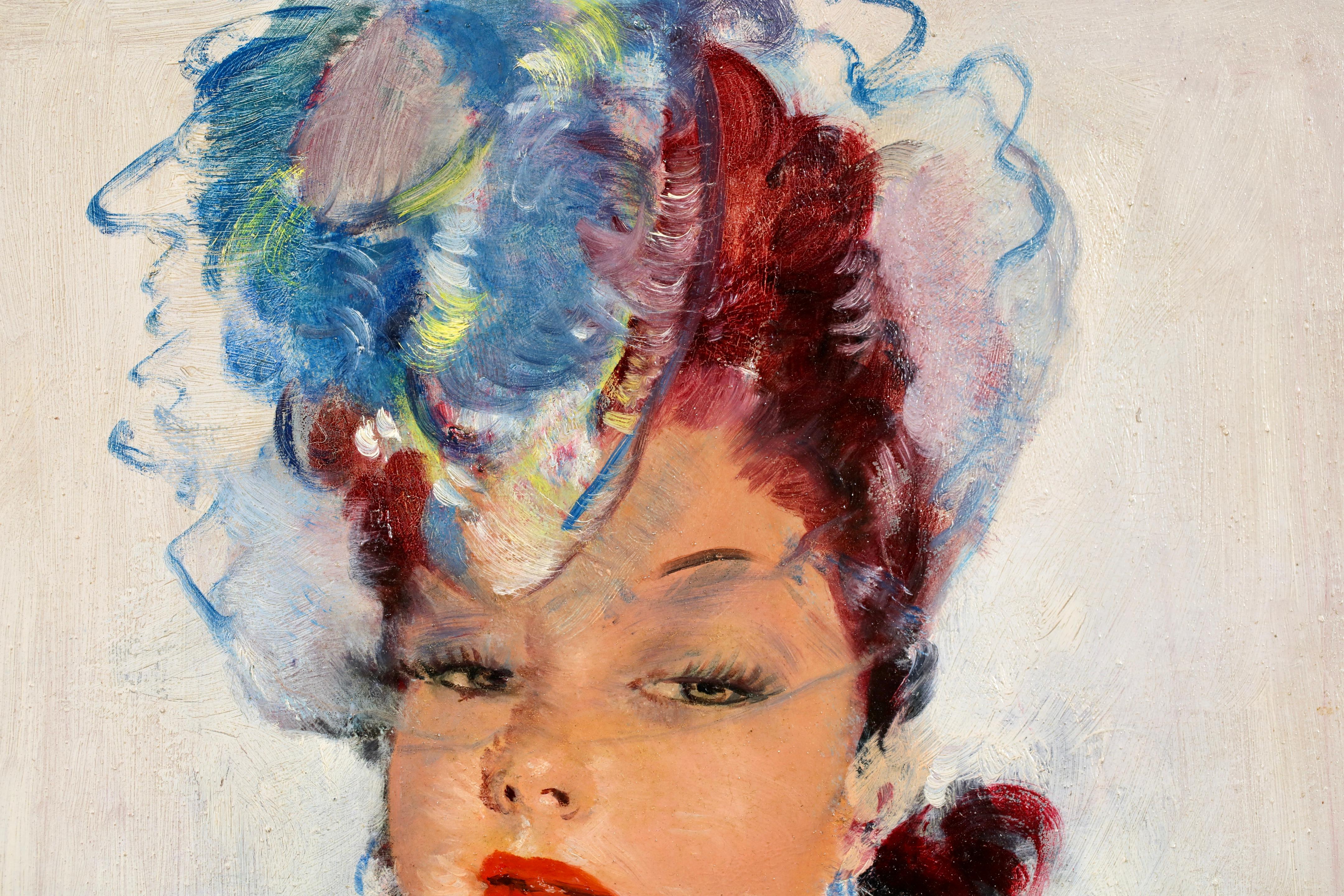 Une fille elegante - Post Impressionist Portrait Oil by Jean-Gabriel Domergue For Sale 9