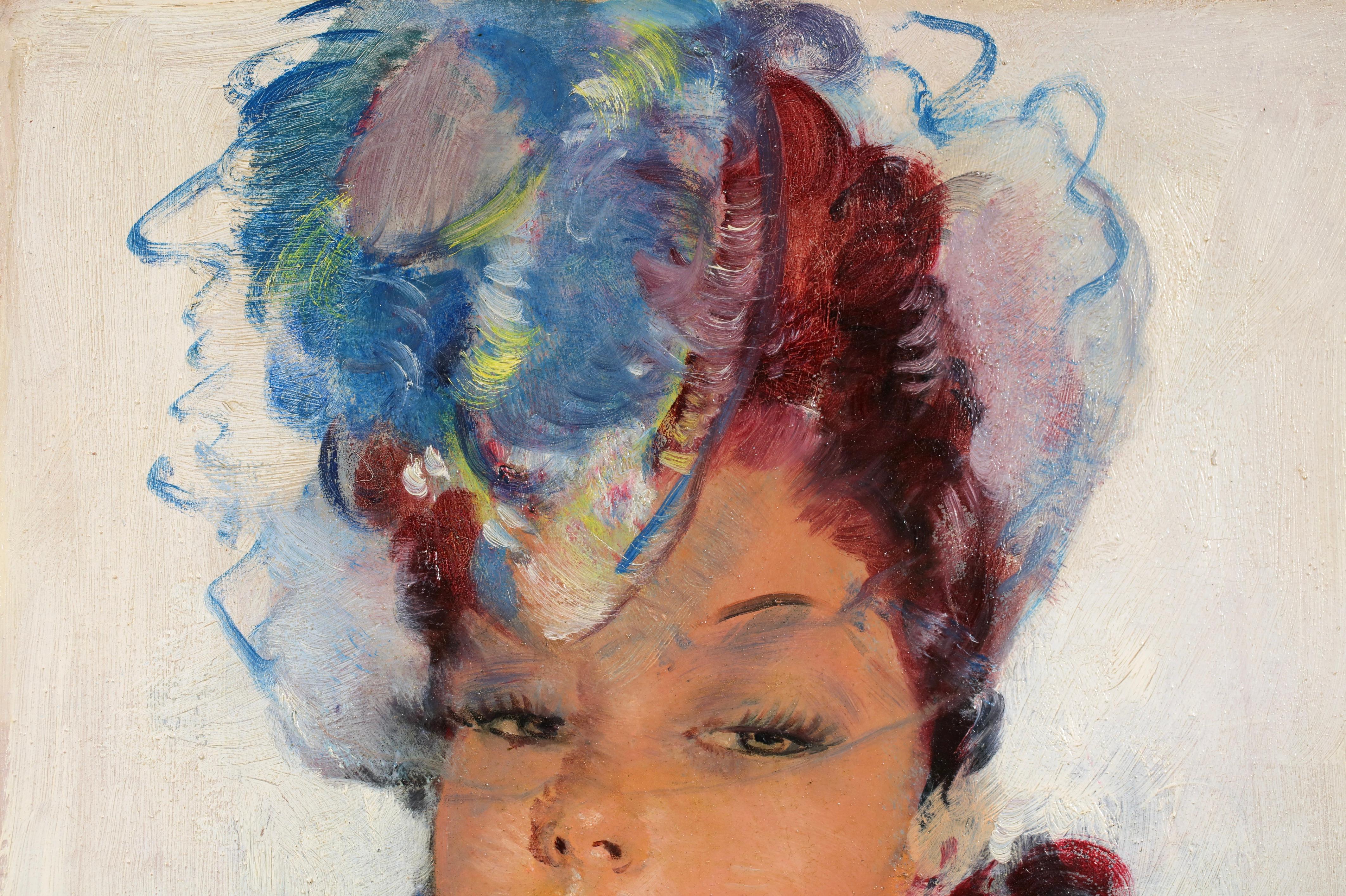 Une fille elegante - Post Impressionist Portrait Oil by Jean-Gabriel Domergue For Sale 2