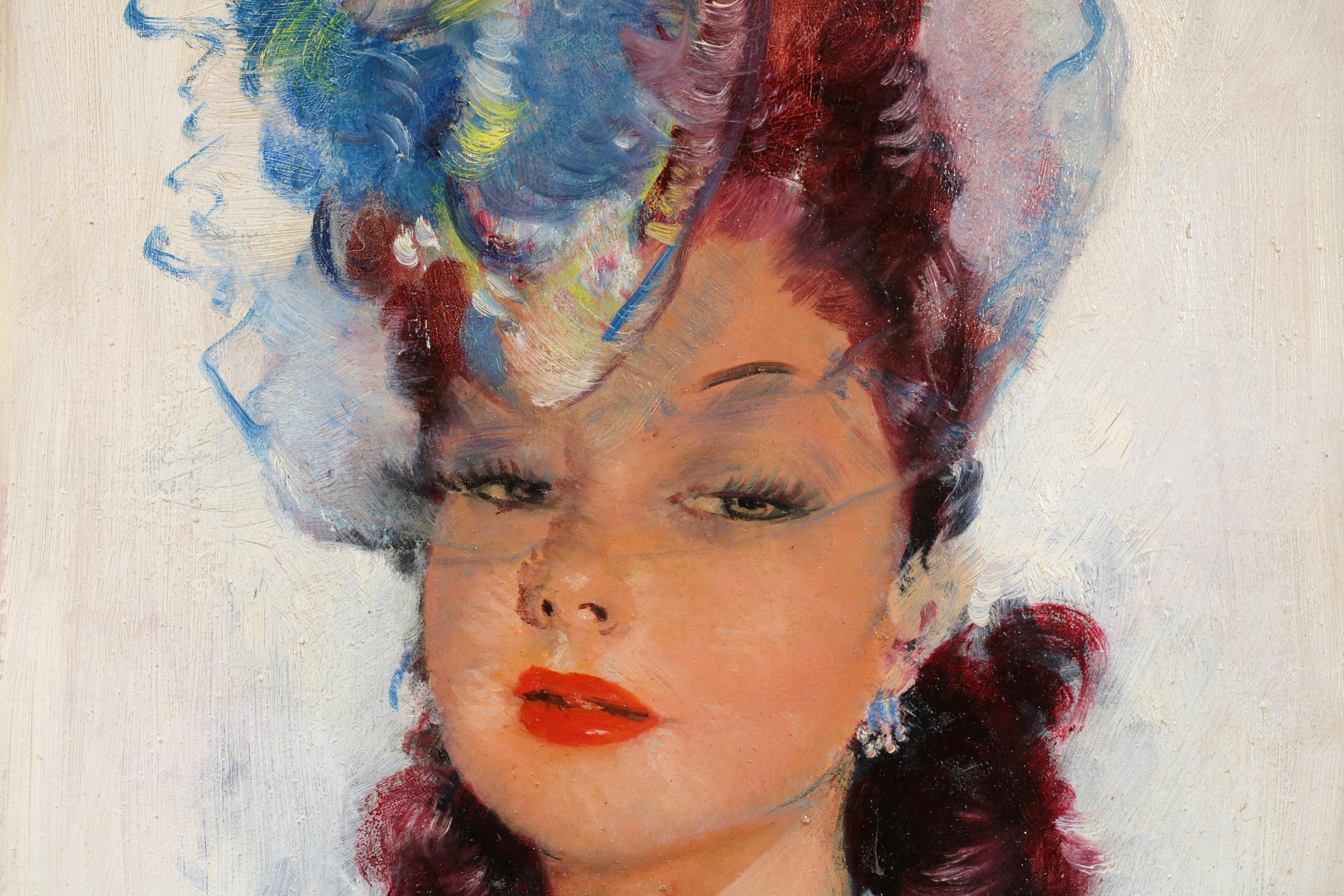 Une fille elegante - Post Impressionist Portrait Oil by Jean-Gabriel Domergue For Sale 3