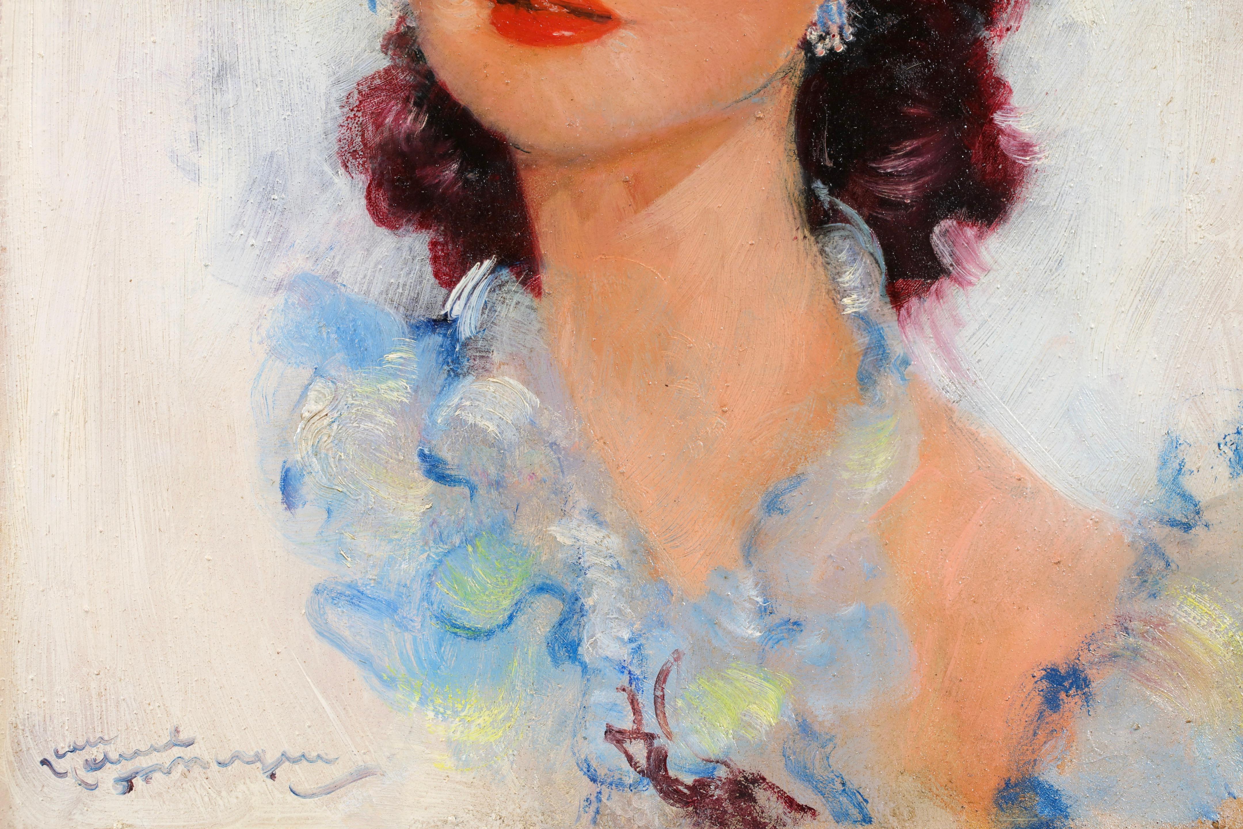Une fille elegante - Post Impressionist Portrait Oil by Jean-Gabriel Domergue For Sale 5