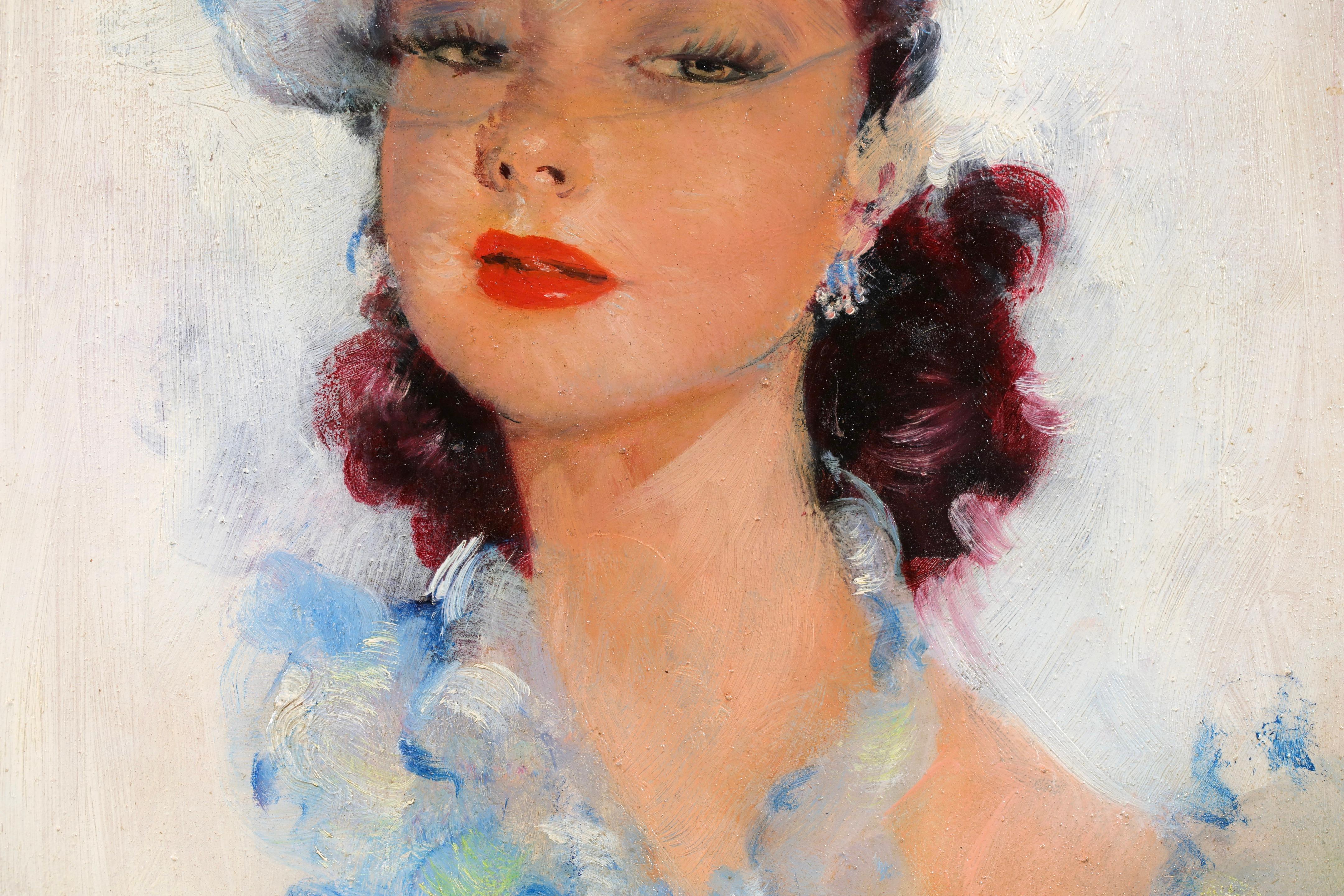 Une fille elegante - Post Impressionist Portrait Oil by Jean-Gabriel Domergue For Sale 6