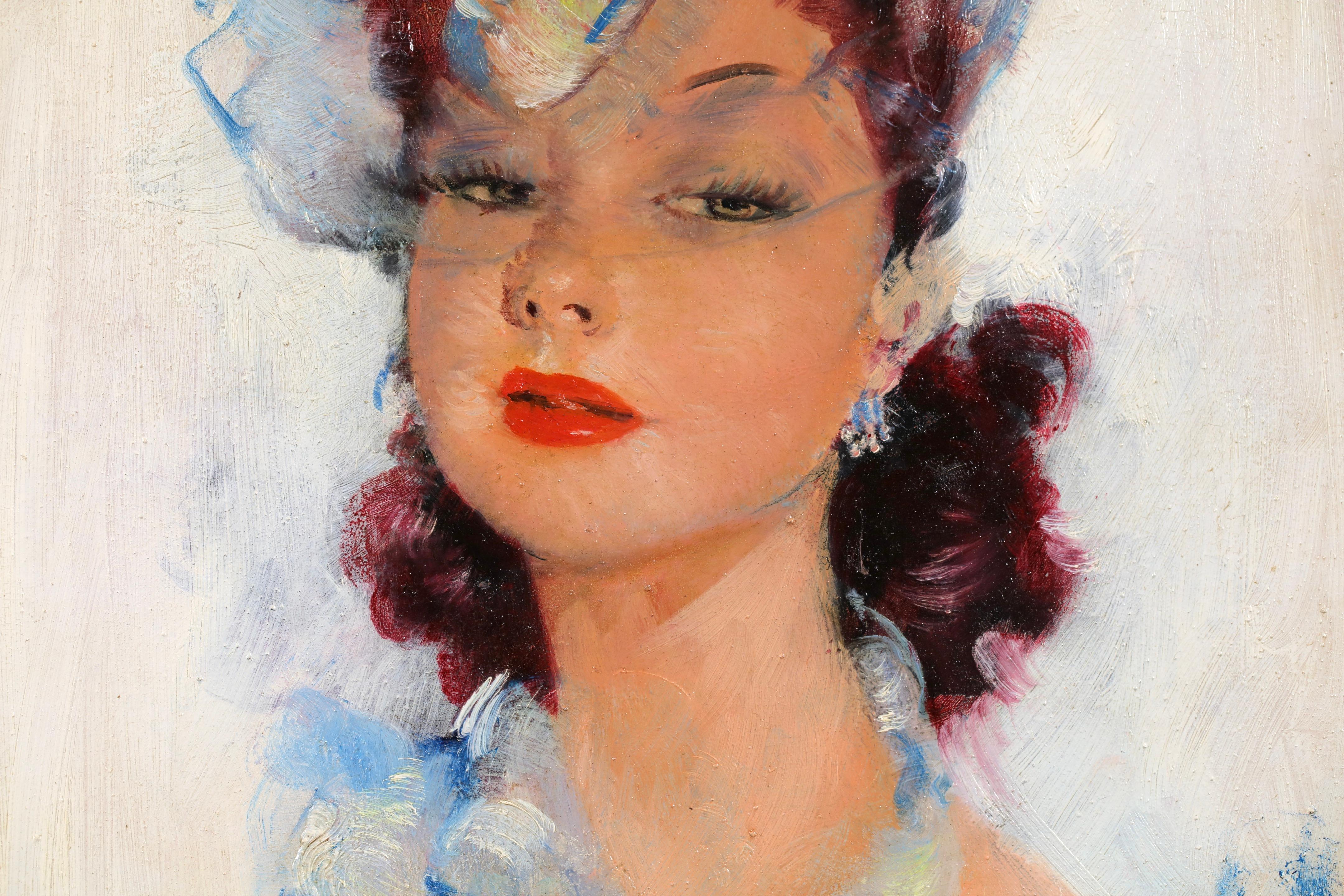 Une fille elegante - Post Impressionist Portrait Oil by Jean-Gabriel Domergue For Sale 7