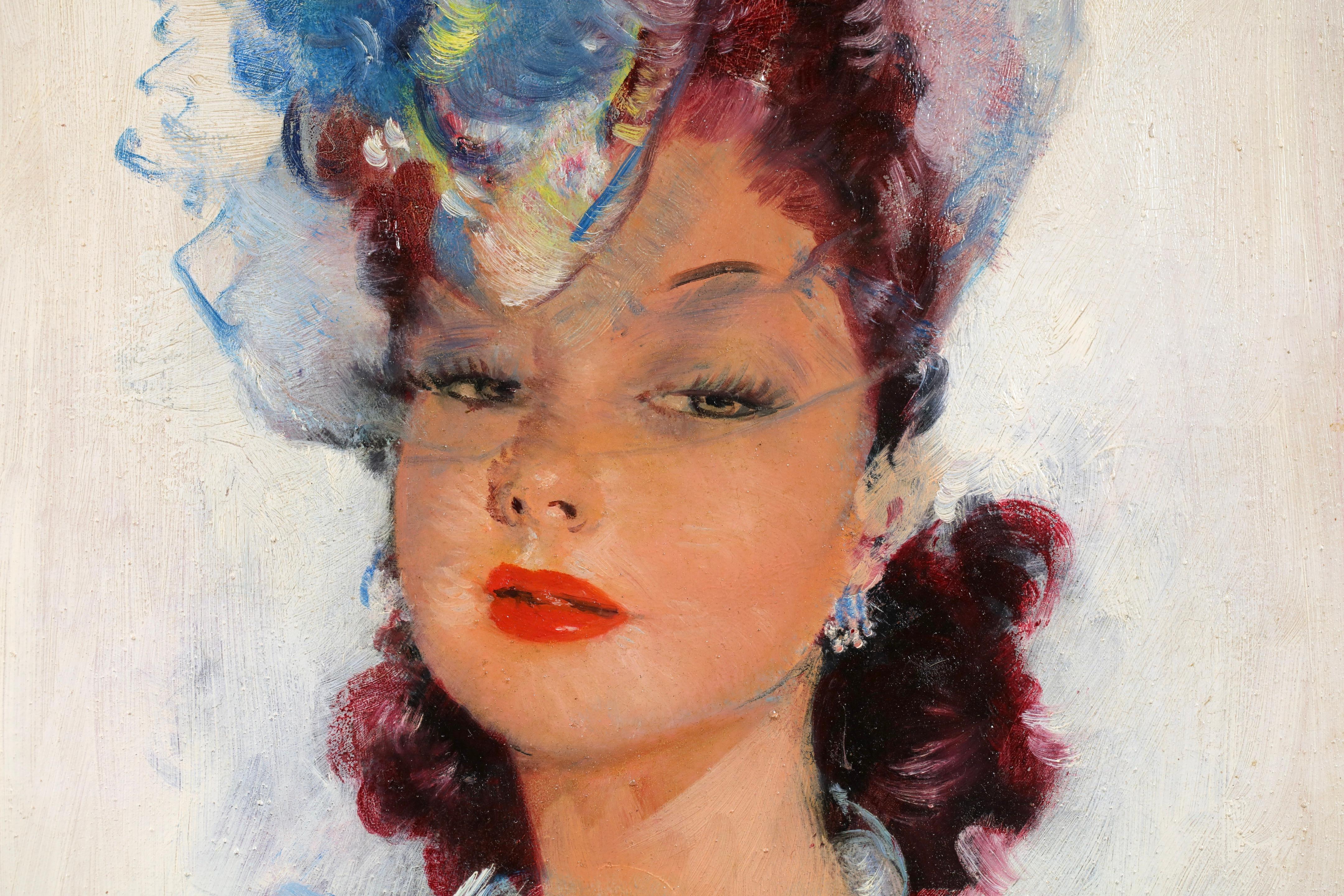 Une fille elegante - Post Impressionist Portrait Oil by Jean-Gabriel Domergue For Sale 8