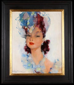 Une fille elegante - Post Impressionist Portrait Oil by Jean-Gabriel Domergue
