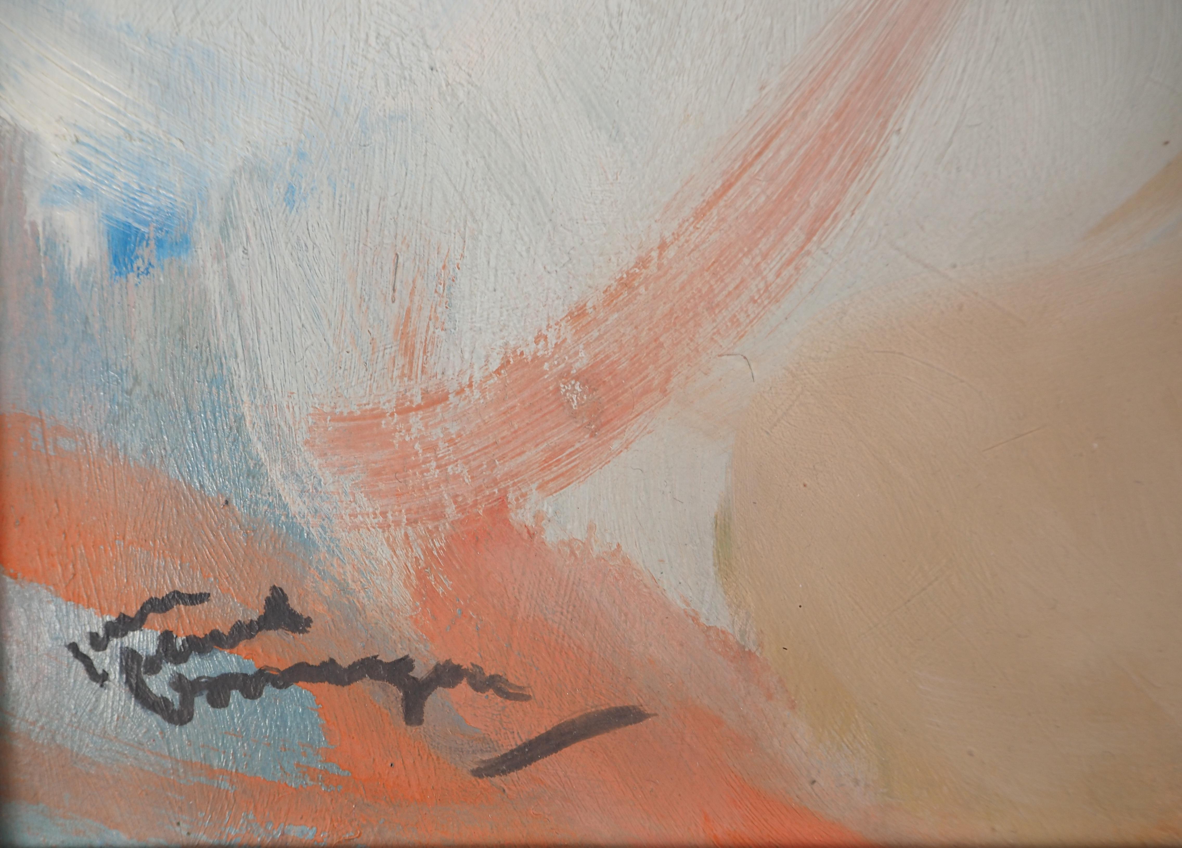 Junge Frau mit rosa Schleife und Hut - Original Ölgemälde, handsigniert – Painting von Jean-Gabriel Domergue