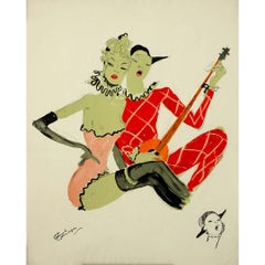 1956 lithography by Jean-Gabriel Domergue - Arlette au double visage