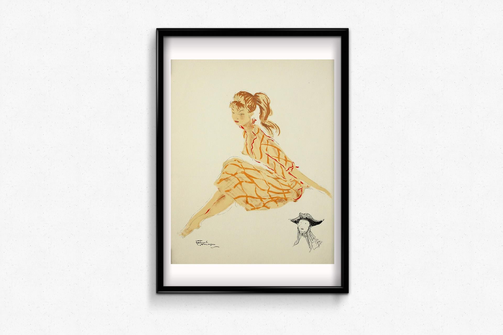 1956 lithography by Jean-Gabriel Domergue - Cathie For Sale 1