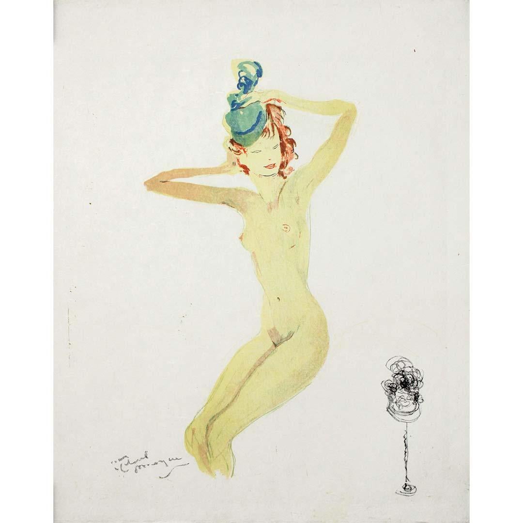 The 1956 lithography by Jean-Gabriel Domergue from the renowned portfolio La Parisienne is a striking example of mid-20th-century French art, showcasing the elegance and allure of the iconic Parisian woman. This lithograph, signed within the plate